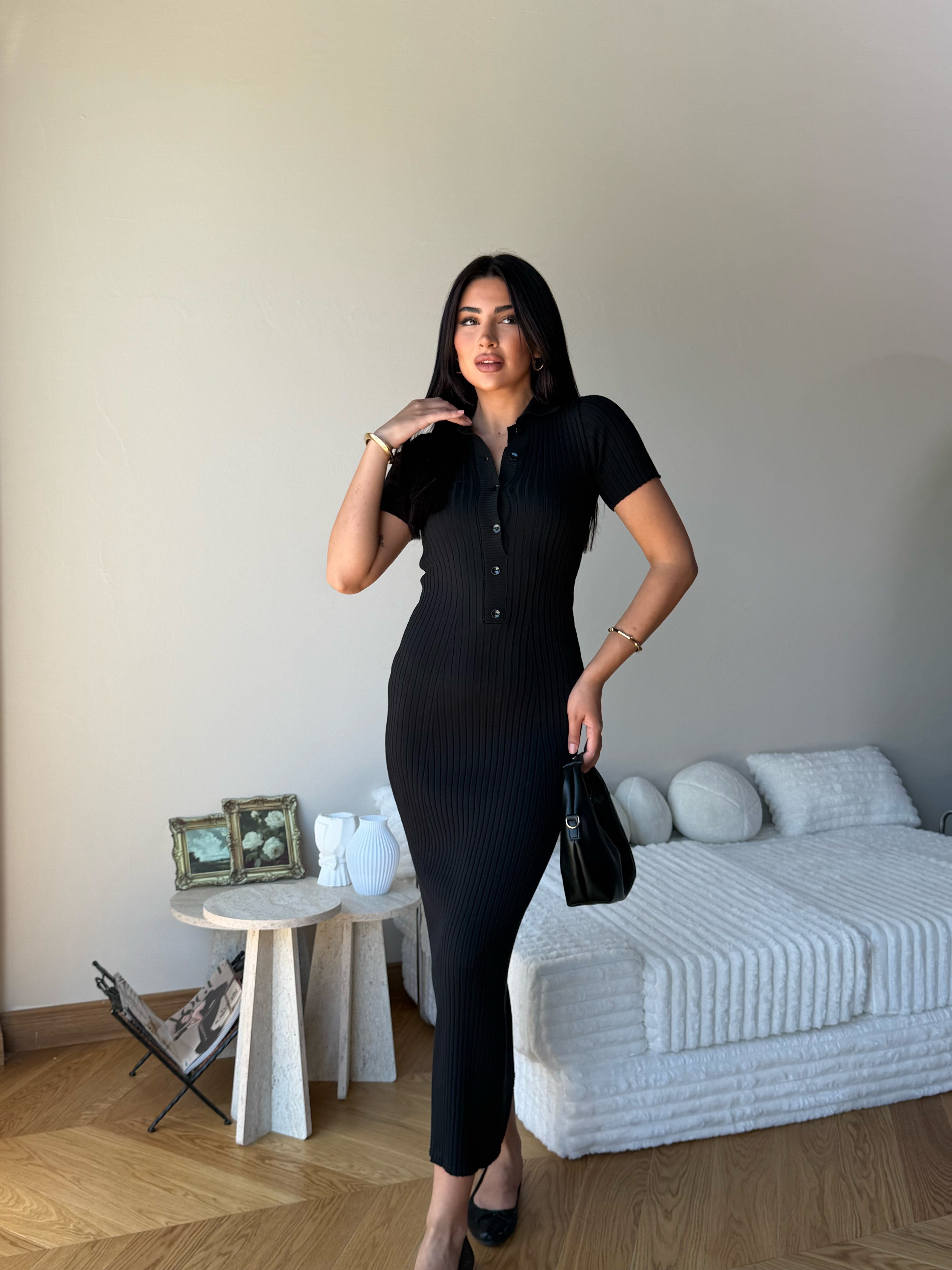 Kadın Düğme Detaylı Yazlık Elbise