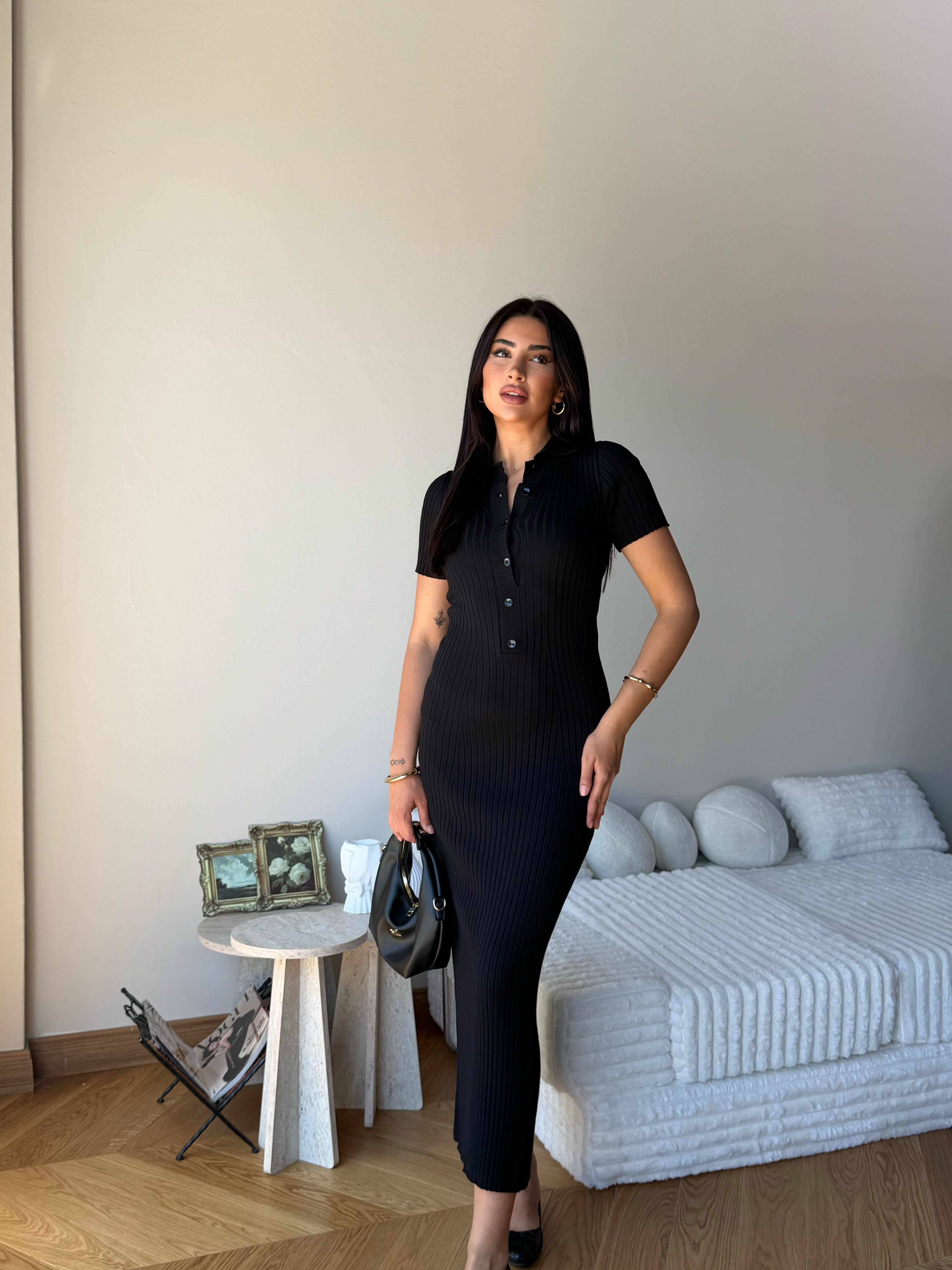 Kadın Düğme Detaylı Yazlık Elbise