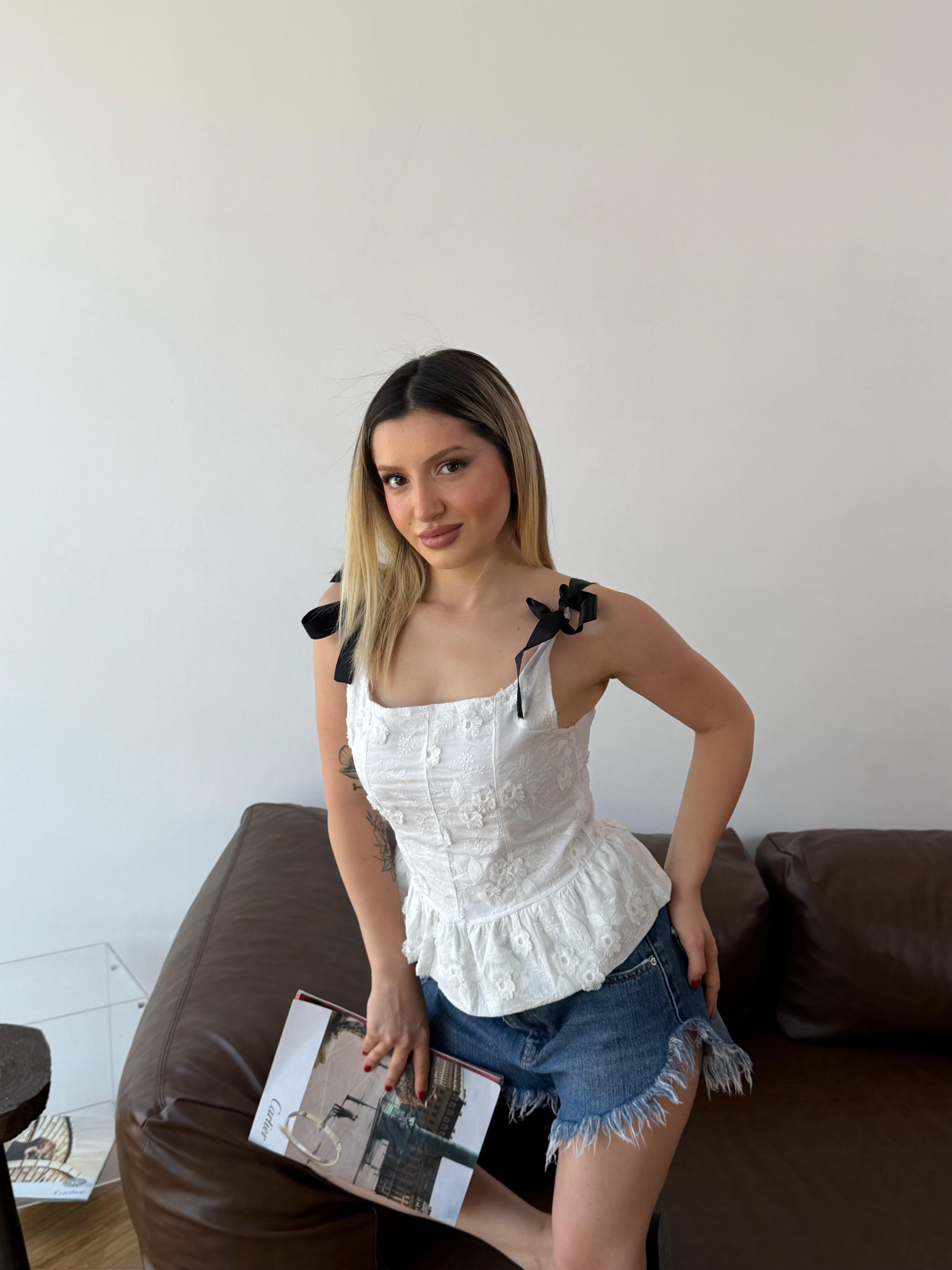 Kadın Fiyonk Bağlamalı Yazlık Bluz