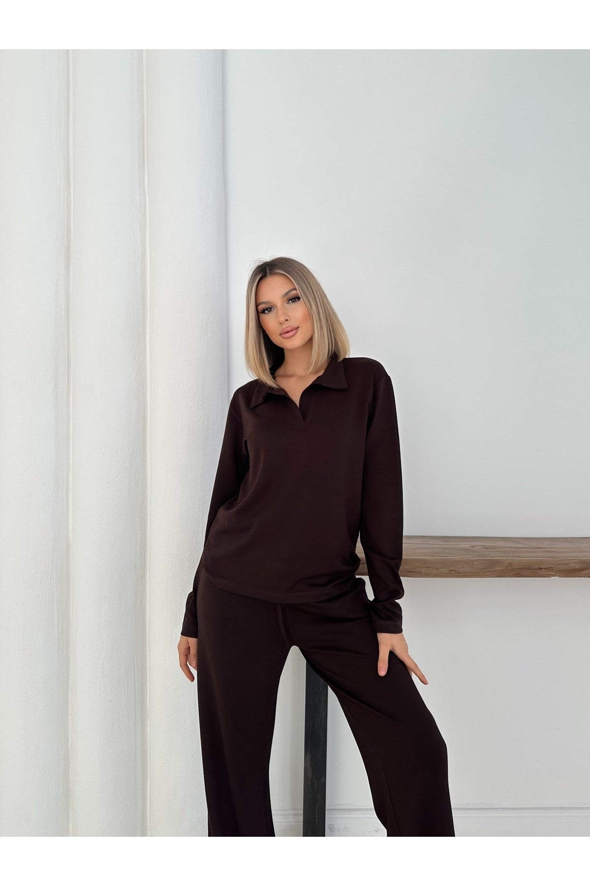 Kadın Polo Yaka Basic Alt Üst Takım