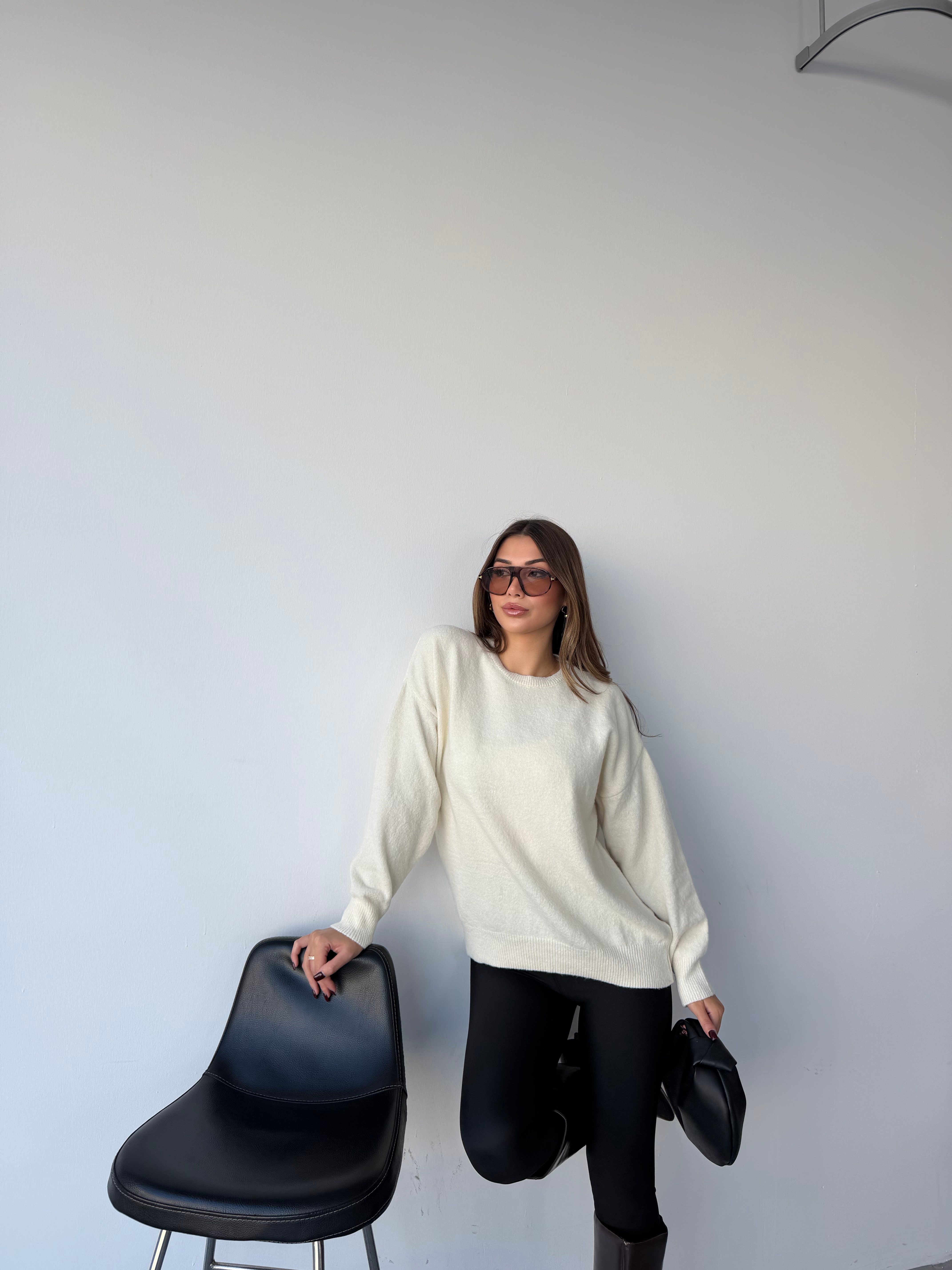 Kadın Şardonlu Triko Kazak