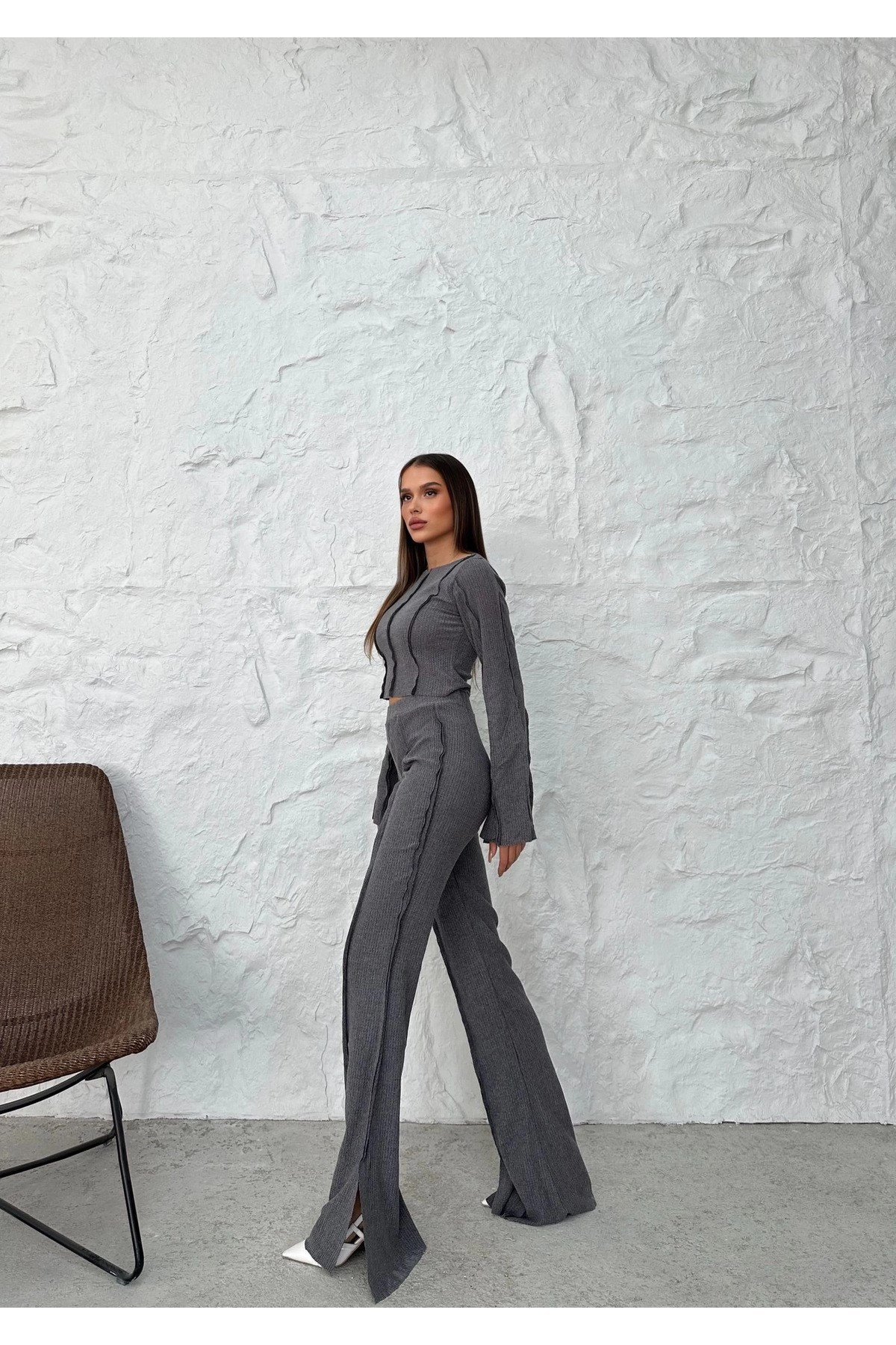Kadın Ters Dikiş Yırtmaçlı İspanyol Alt Üst Takım