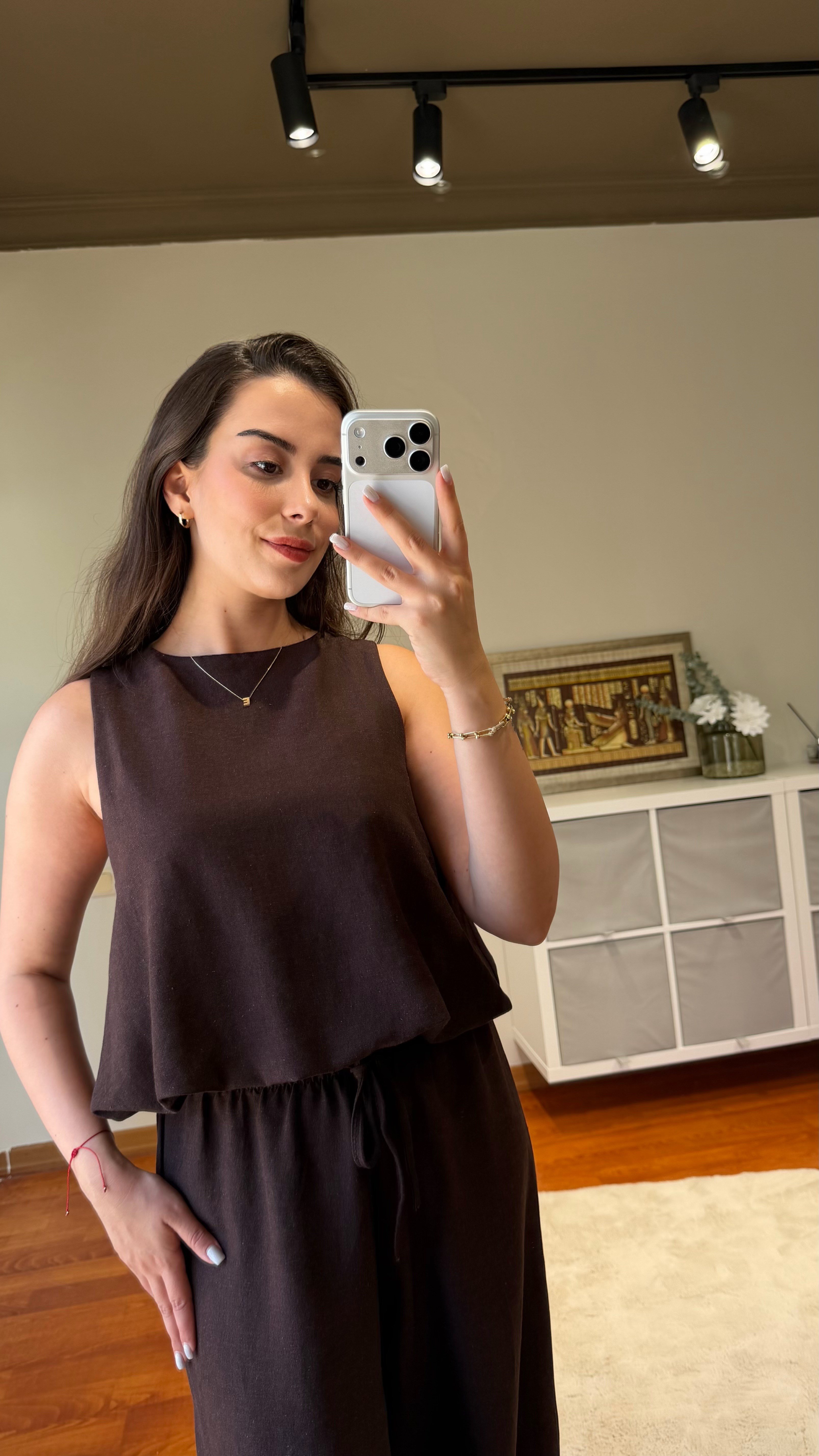 Kahve Balon Model Keten Takım