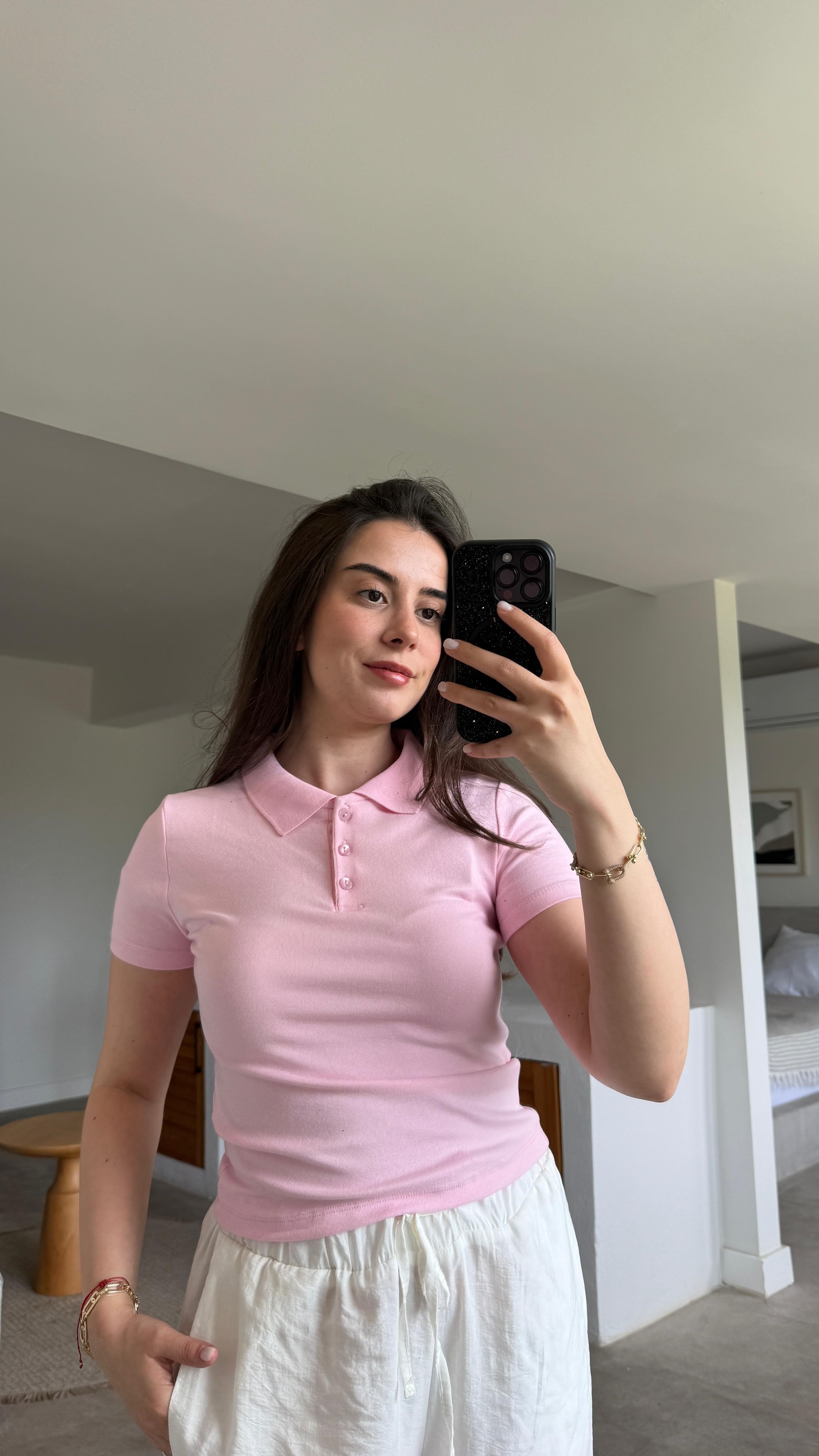 POLO YAKA PEMBE TSHIRT
