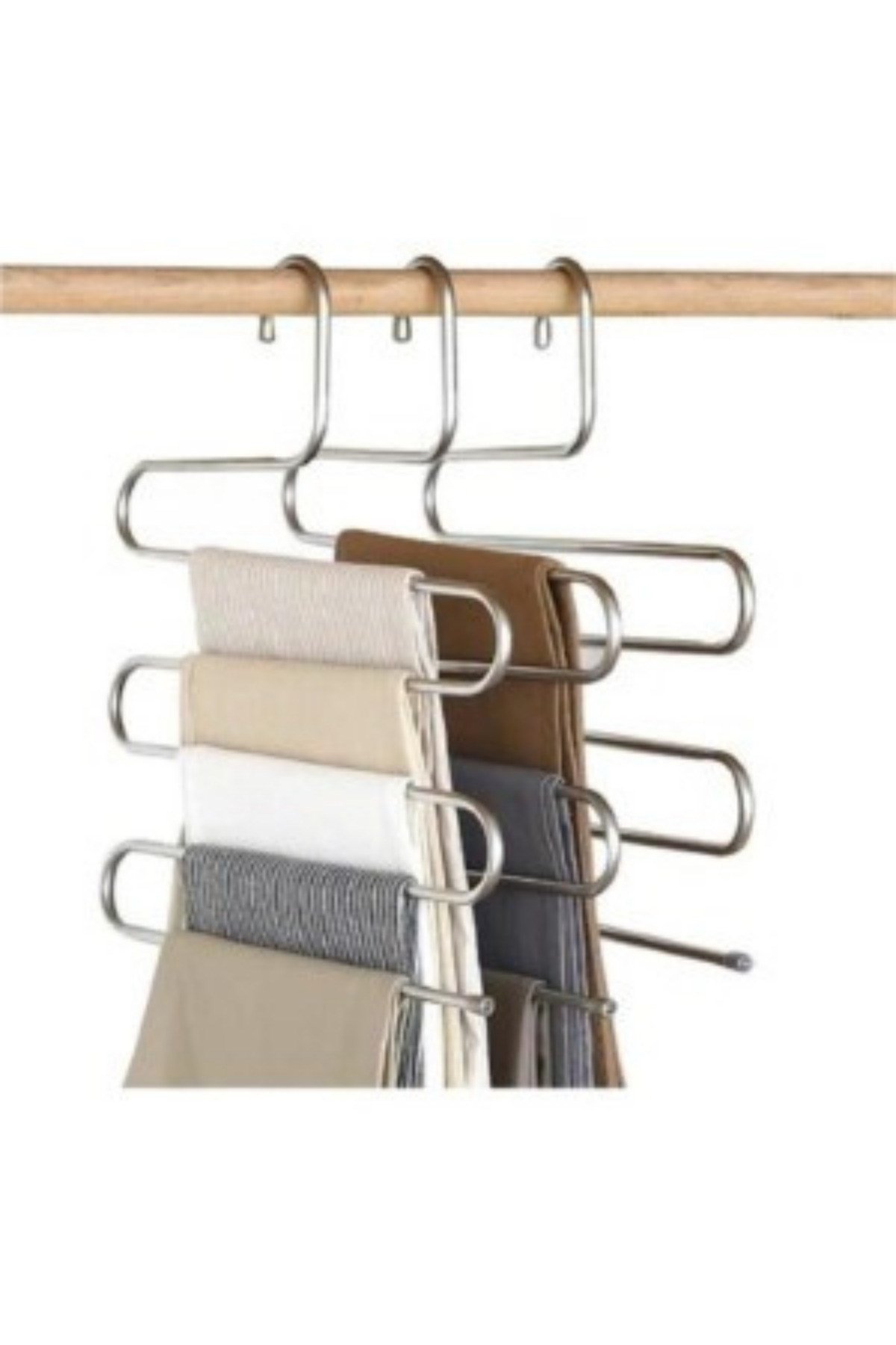 5 Katlı Metal Pantolon ve Şal Askısı Dolap İçi Eşarp Askısı Çoklu Askılık (5 Adet)