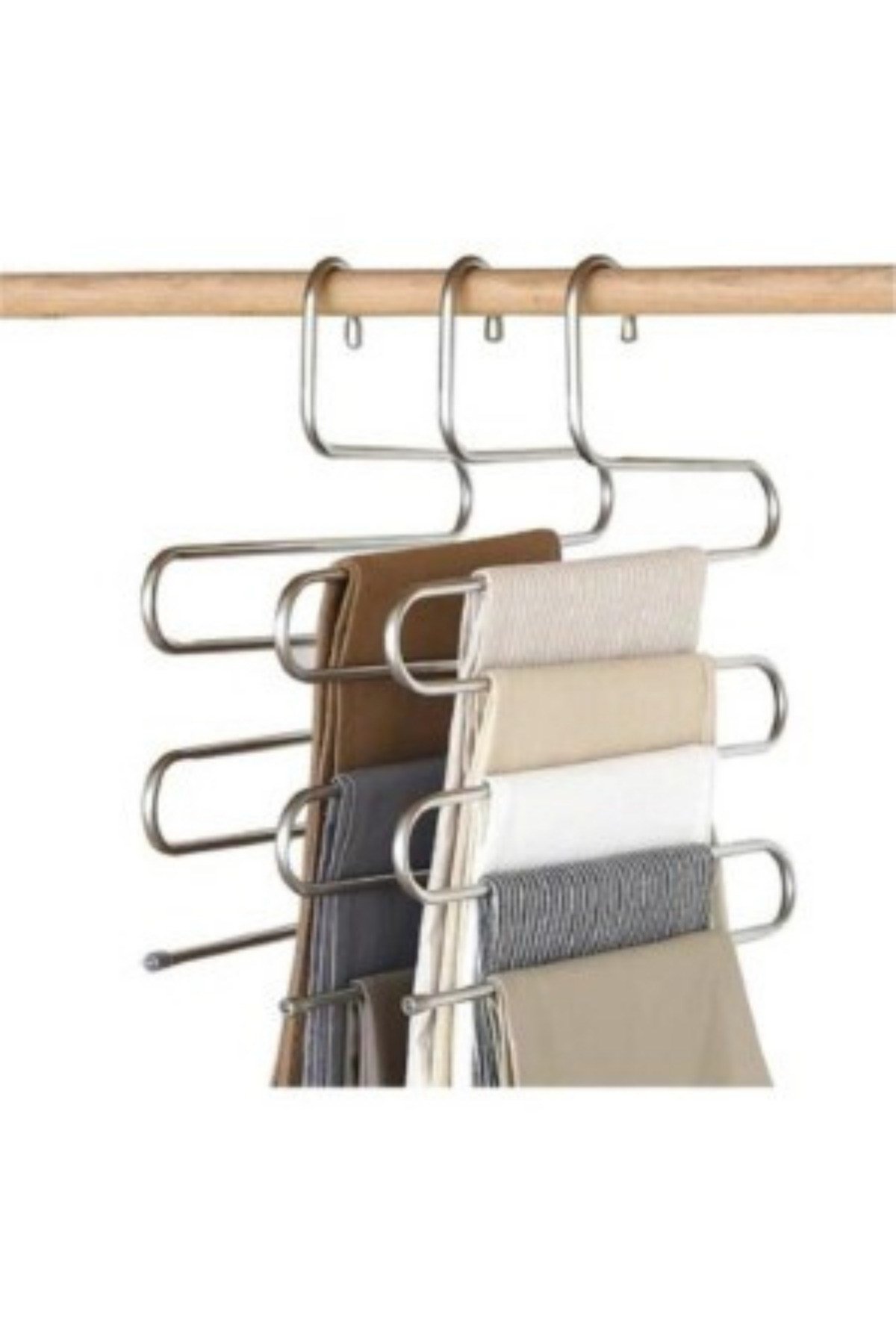 5 Katlı Metal Pantolon ve Şal Askısı Dolap İçi Eşarp Askısı Çoklu Askılık (5 Adet)