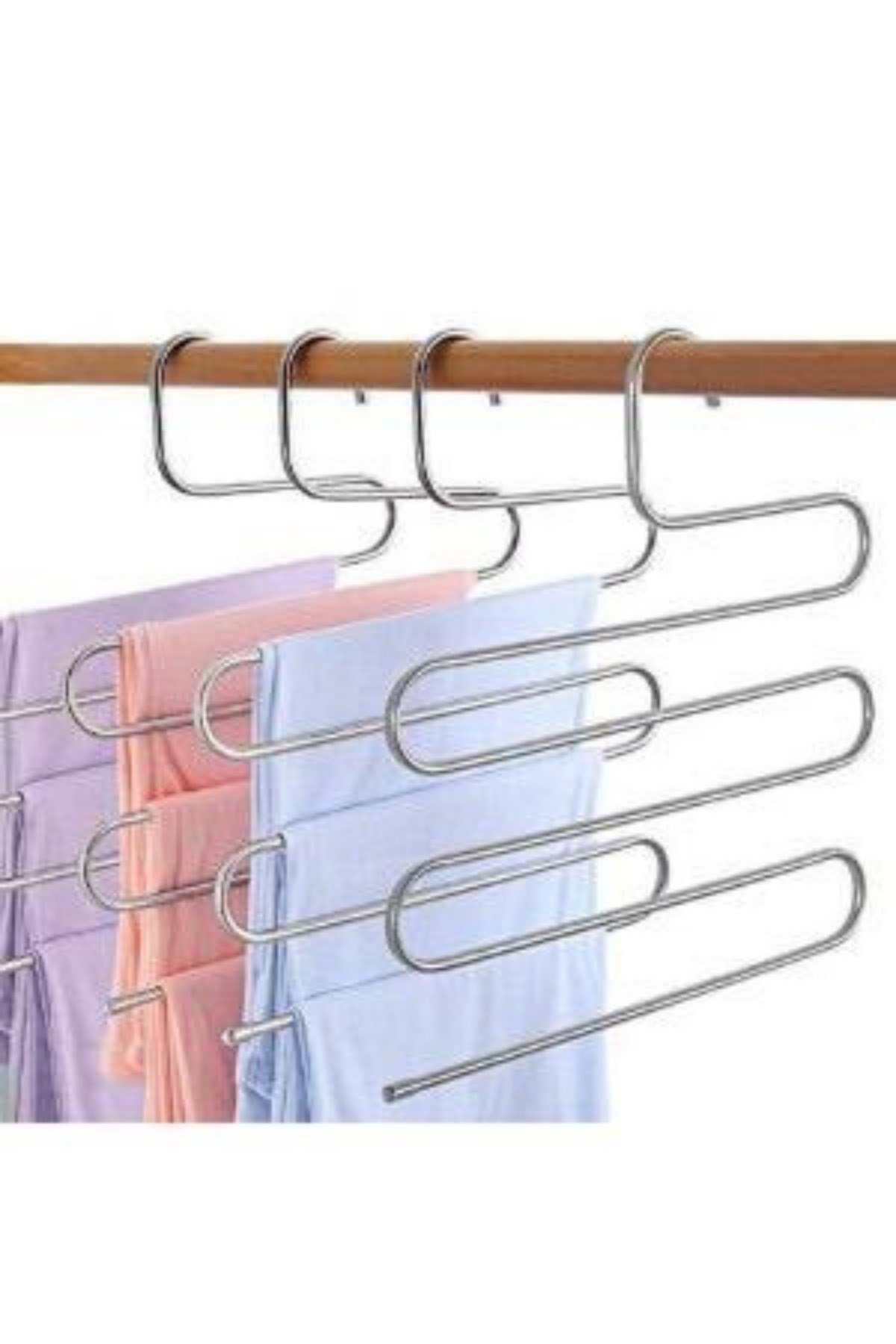 5 Katlı Metal Pantolon ve Şal Askısı Dolap İçi Eşarp Askısı Çoklu Askılık (5 Adet)