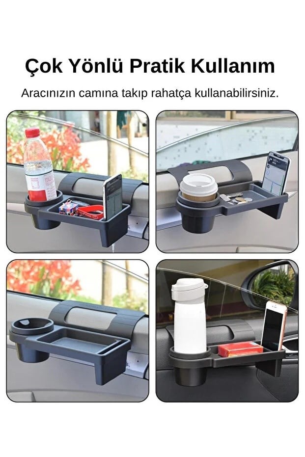 HUMAS 3'lü Araç İçi Aksesuar Seti Ön Cam Kartlık + İç Dikiz Aynası Kılıfı + Yan Kapı Organizeri Bardaklık