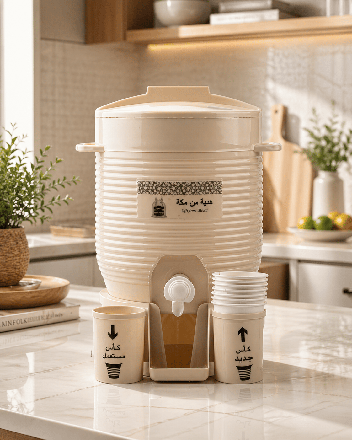 Şifa Sebili - 6 Litre Zemzem ve Su Sebili - 6 Adet Karton Bardak Hediyeli