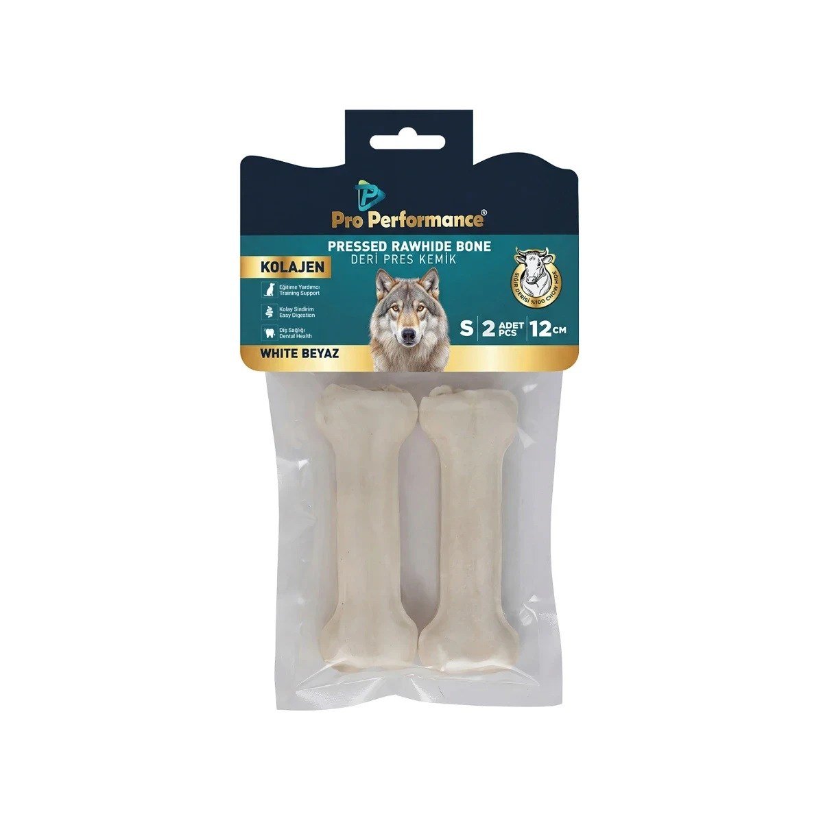 PRO PERFORMANCE DERİ PRES KEMİK 12CM S BOY 2Lİ PAKET BEYAZ