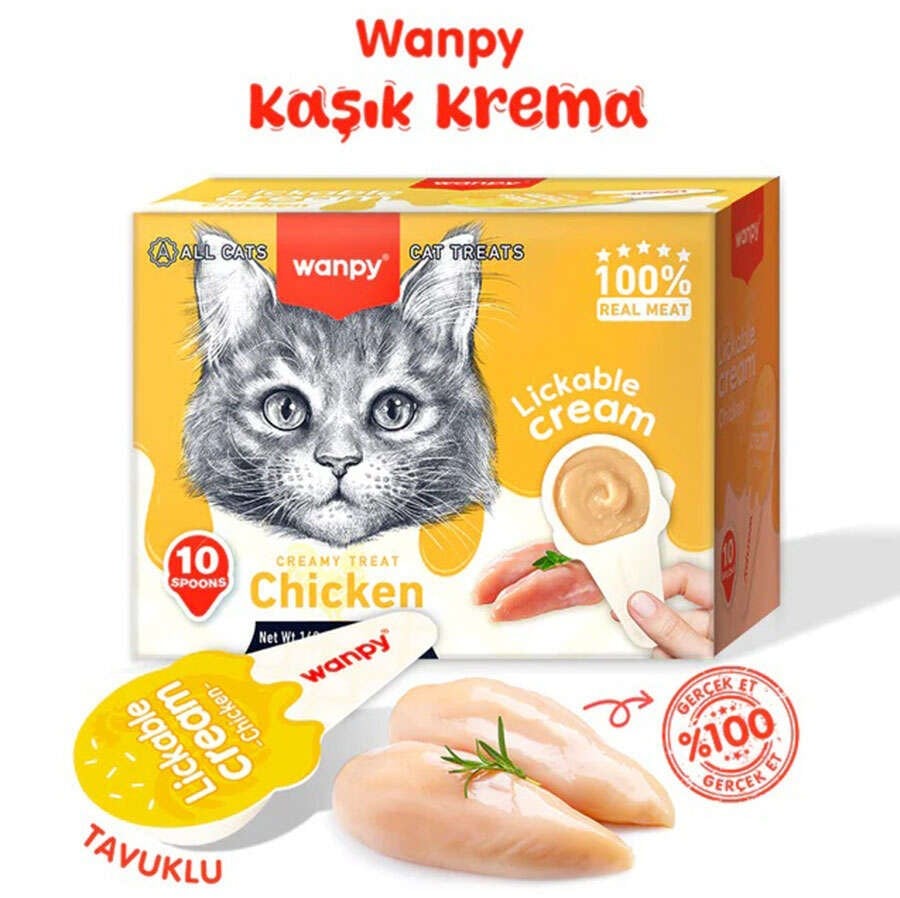 WANPY TAVUKLU 10*16GR KAŞIKLI KEDİ ÖDÜL KREMASI