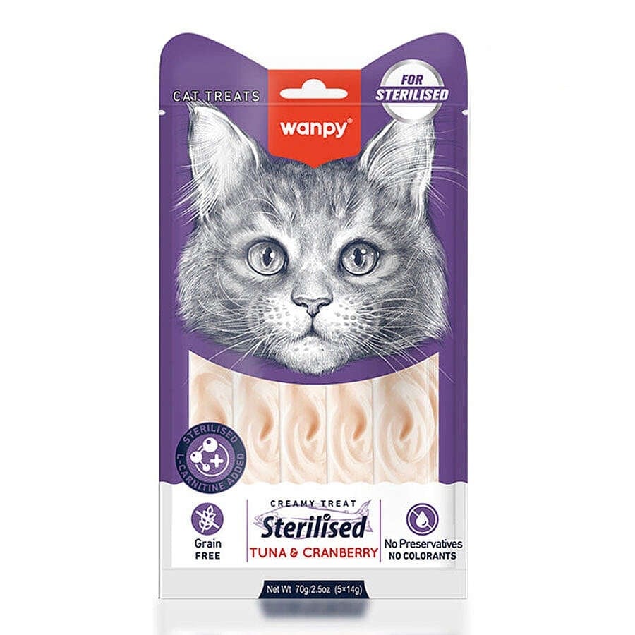 WANPY TON BALIKLI-KIZILCIKLI -KISIRLAŞTIRILMIŞ KEDİ KREMA ÖDÜLÜ 5X14G
