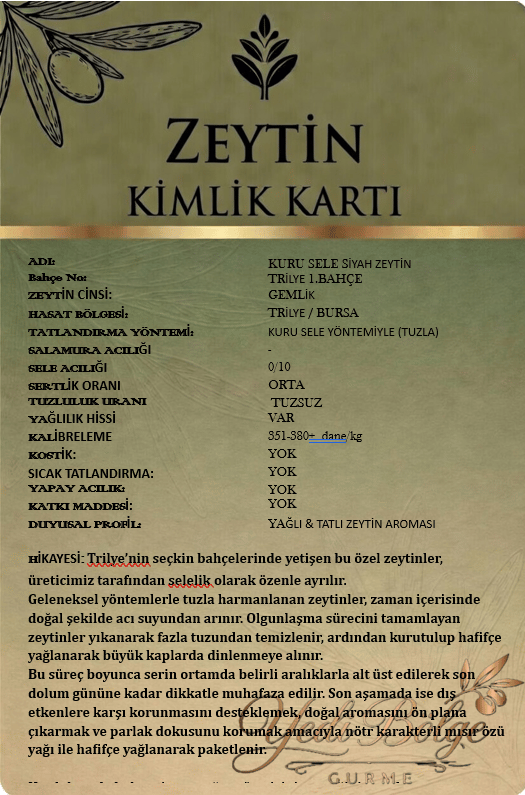 Tuzsuz Sele Siyah Zeytin