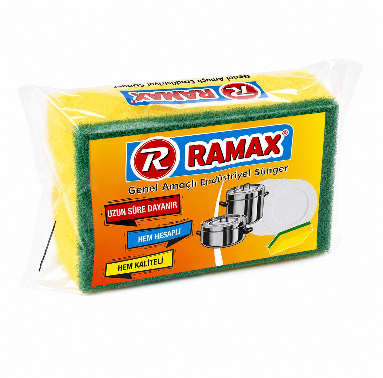 BULAŞIK SÜNGERİ OLUKLU RAMAX ENDÜSTRİYEL PK*12