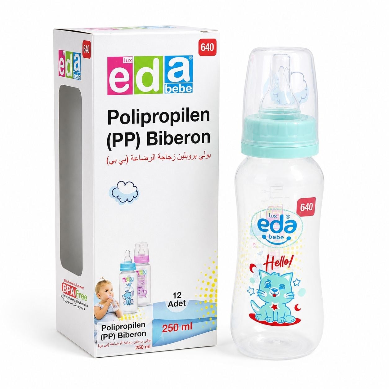 EDA BİBERON PLASTİK 250ML PK*12