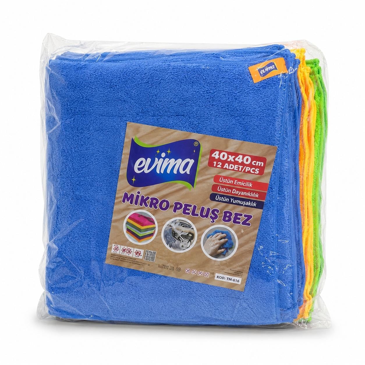 EVİMA MİKROFİBER PELUŞ BEZ 40x40 PK*12