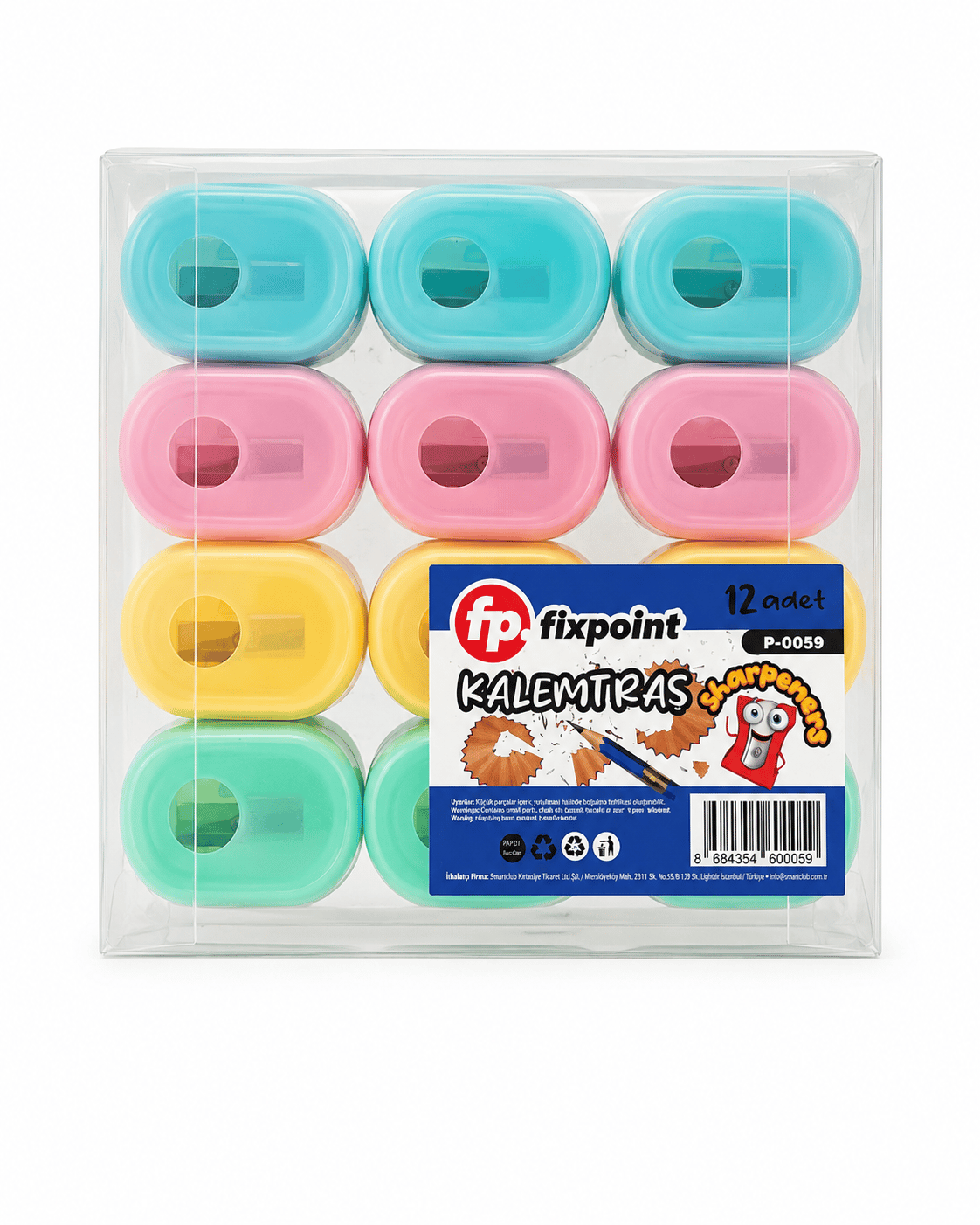 FİXPOİNT KALEMTRAŞ 2Lİ PASTEL RENK 0059 PK 12*AD