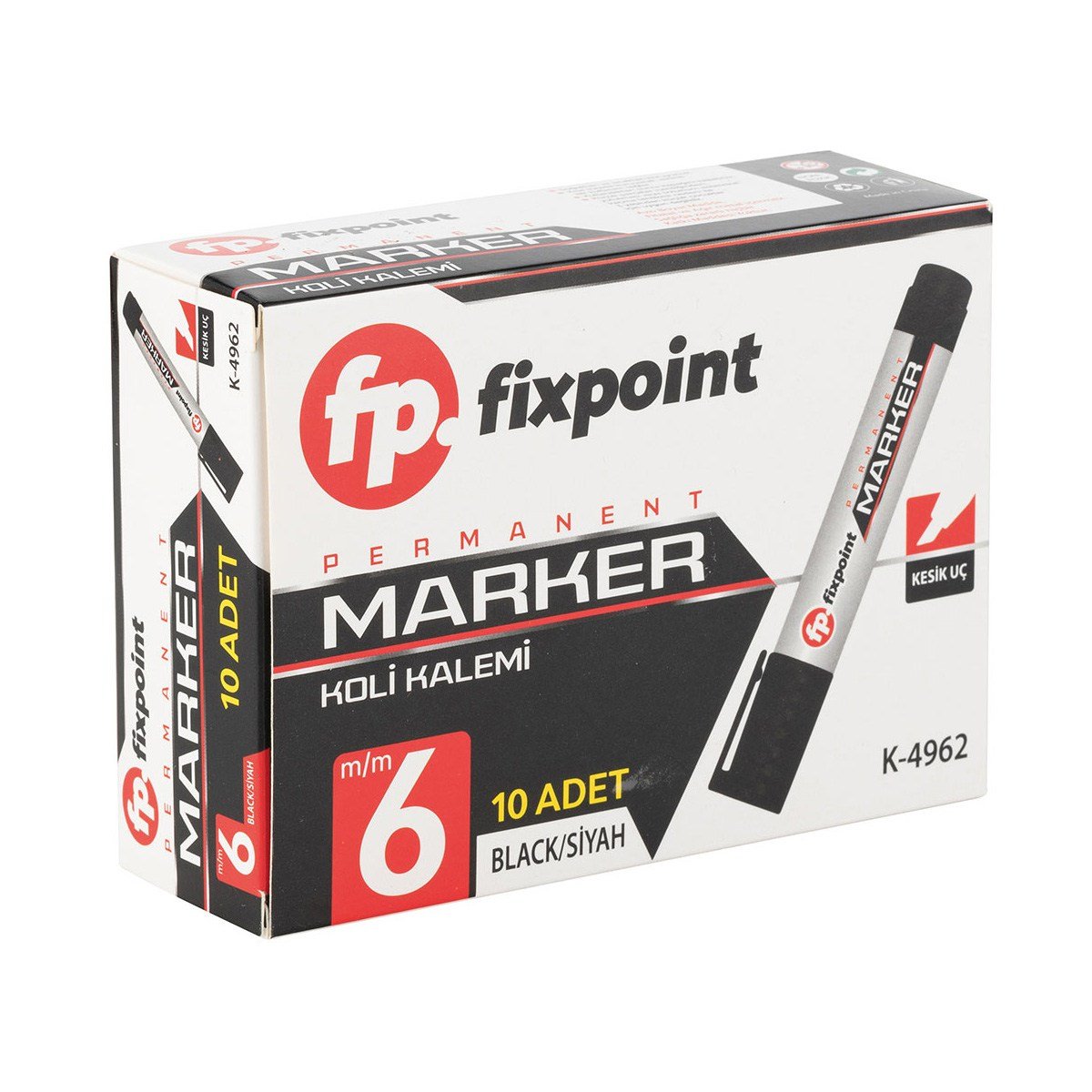 KÜÇÜK KOLİ KALEMİ FİXPOİNT KESİK SİYAH  6MM PK 10*AD