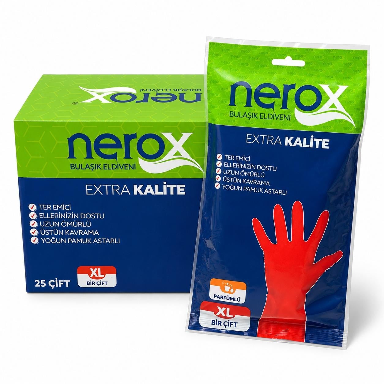 NEROX BULAŞIK ELDİVENİ 4 BOY KIRMIZI PK*25