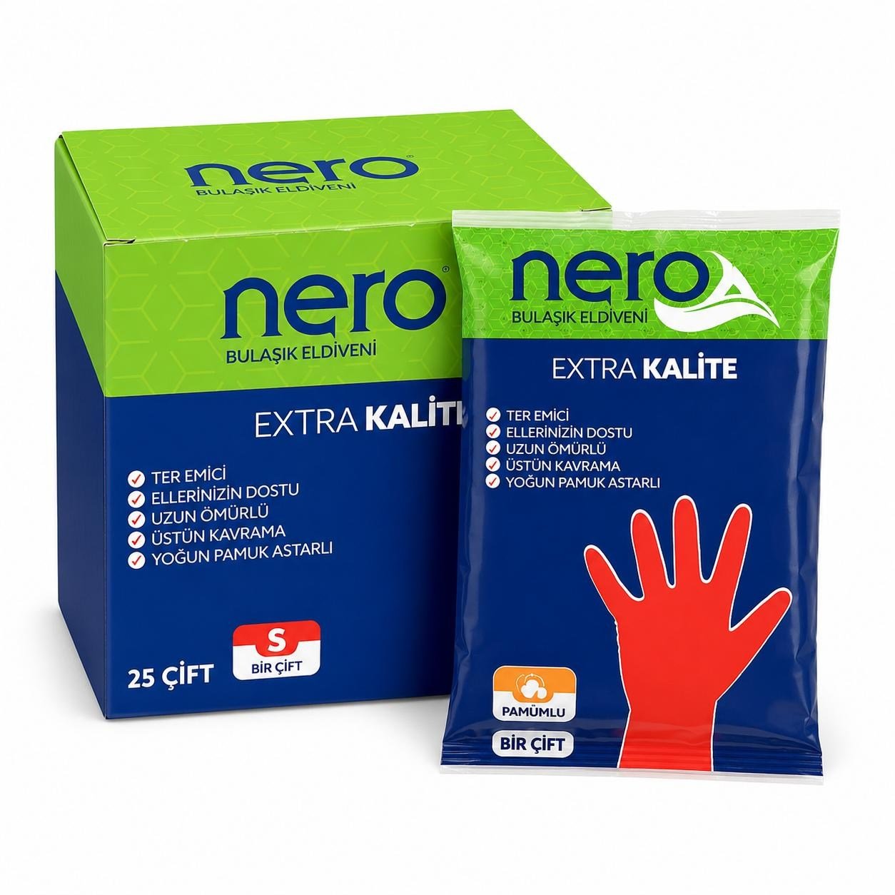 NEROX BULAŞIK ELDİVENİ 4 BOY KIRMIZI PK*25