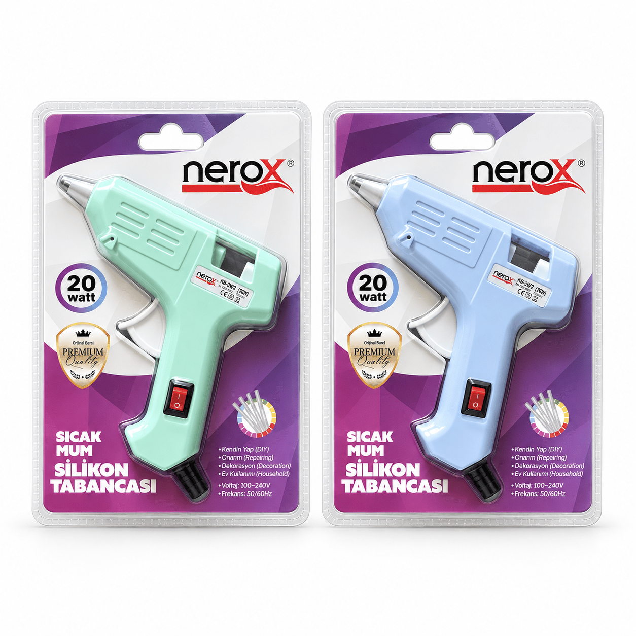 NEROX SICAK SİLİKON TABANCASI RENKLİ 20WATT 