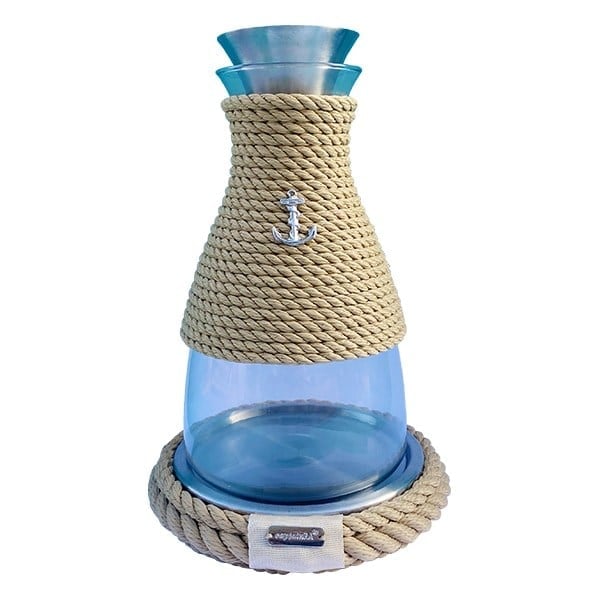 Bej Halatla Dekore Edilmiş Cam Sürahi