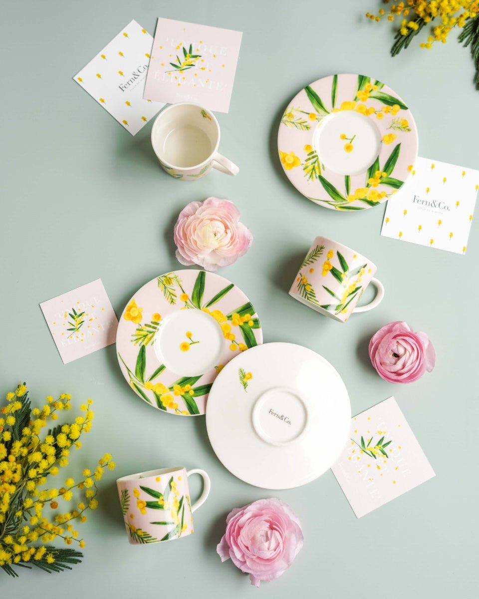 Fleur De Mimosa Collection 2'li Rose Poudre Türk Kahvesi Seti / Hediye Kutulu