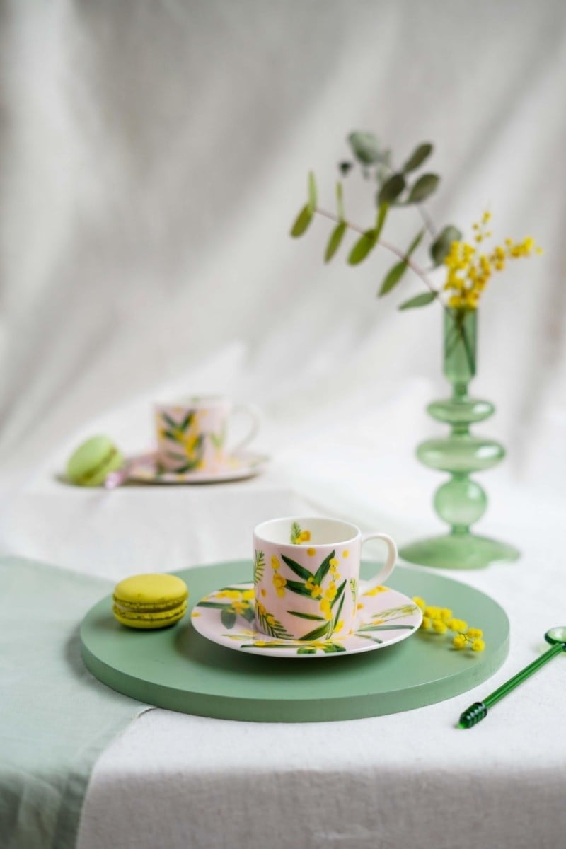 Fleur De Mimosa Collection 2'li Rose Poudre Türk Kahvesi Seti / Hediye Kutulu