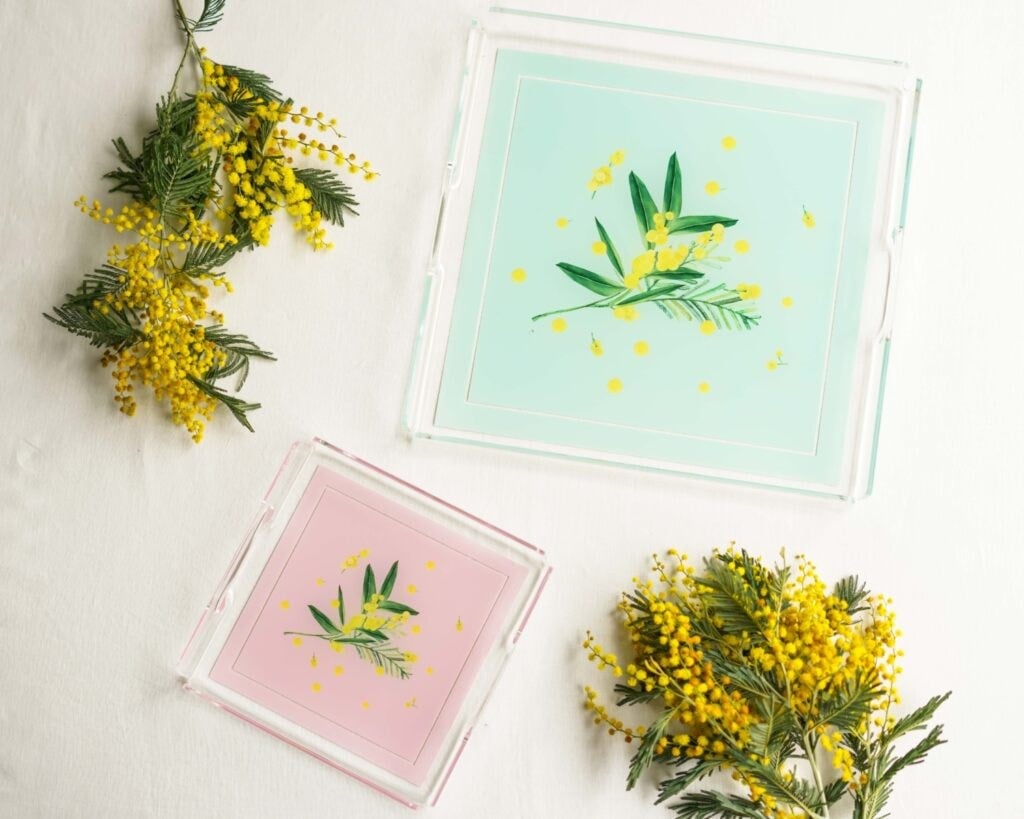 Fleur De Mimosa Collection Kare Büyük Tepsi