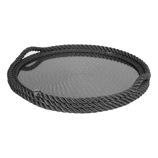 Siyah Halat Camlı Tepsi - 35 cm