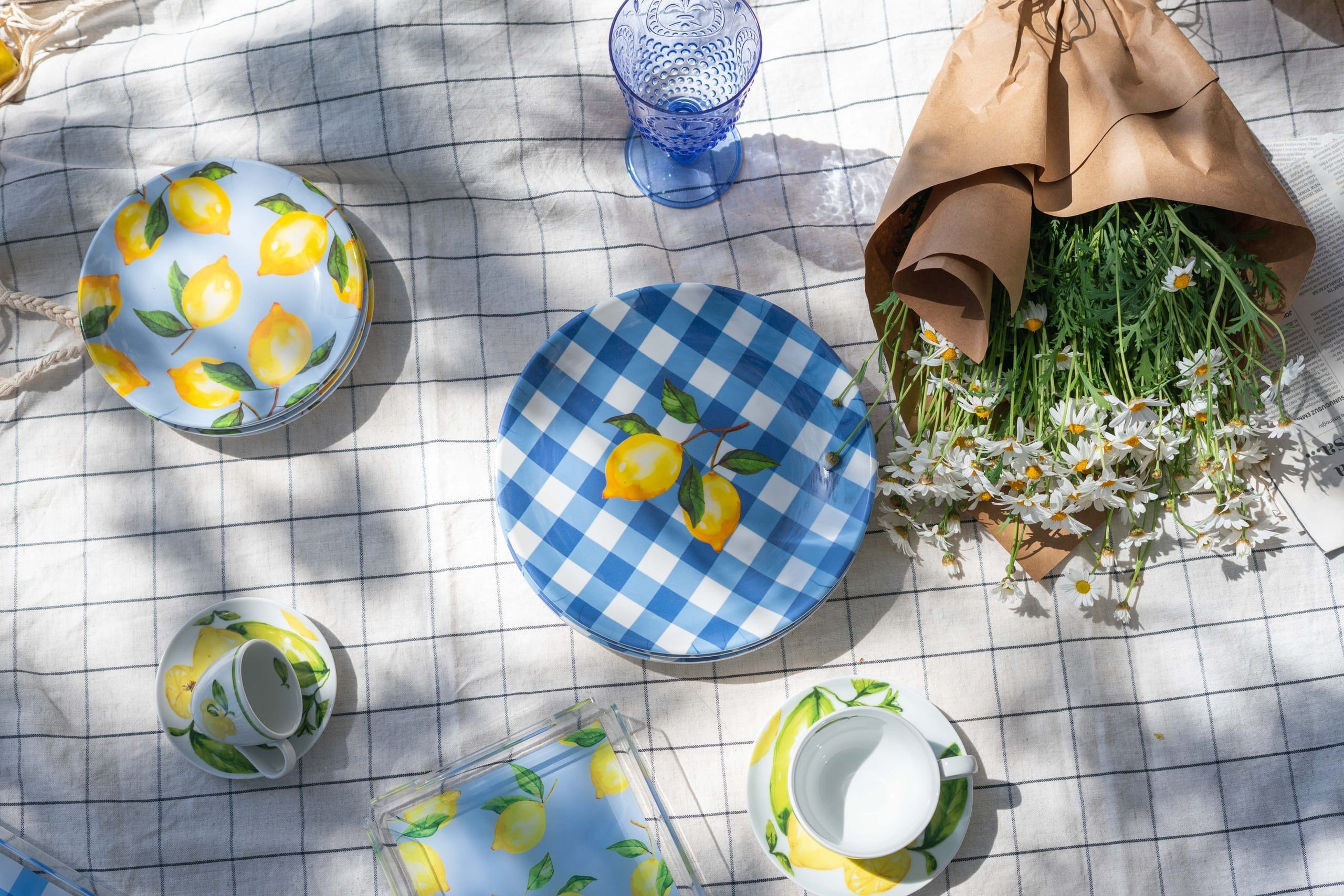 Sorbet Collection Lemon Twist Melamin 4'lü Büyük Tabak Seti