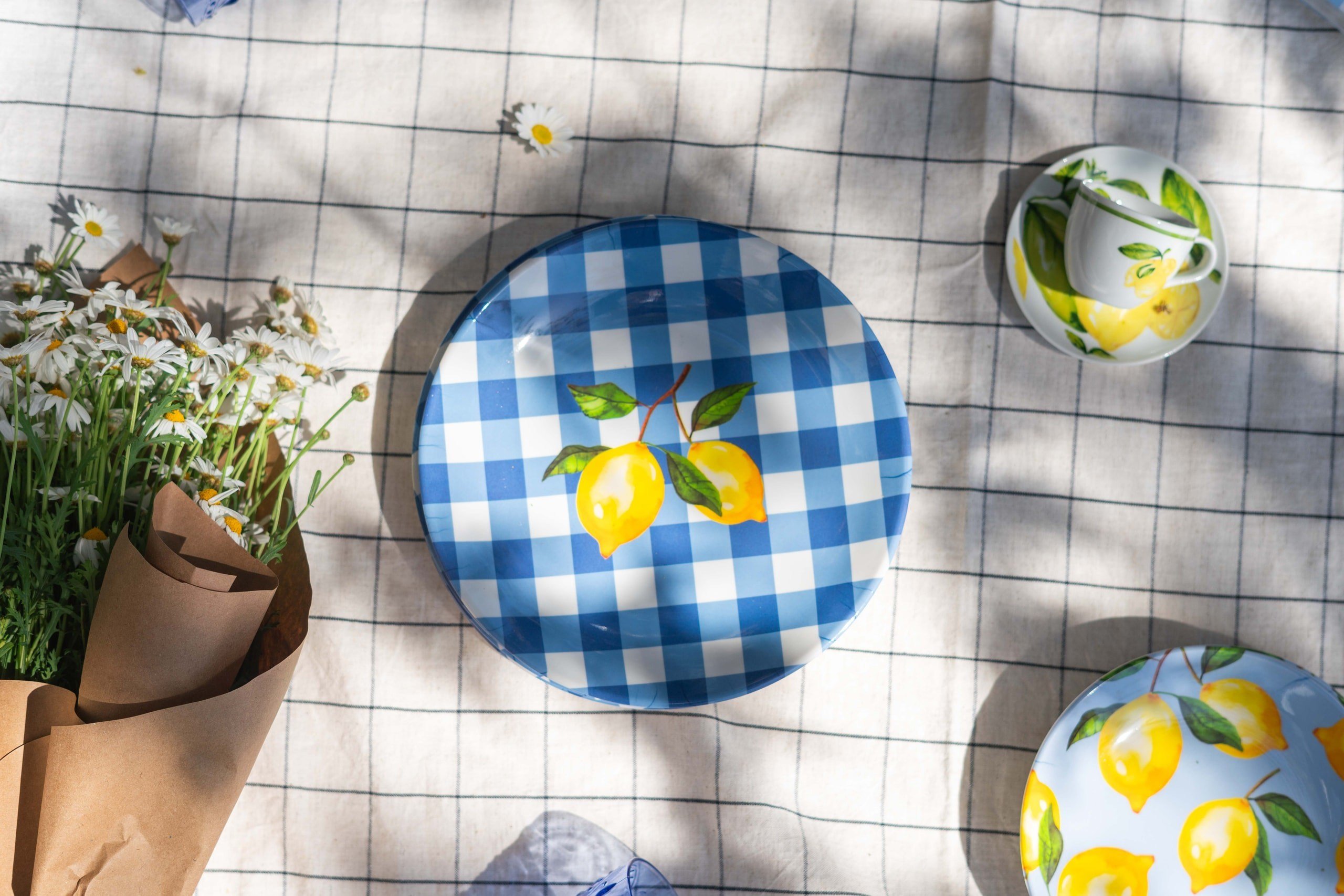 Sorbet Collection Lemon Twist Melamin 4'lü Büyük Tabak Seti