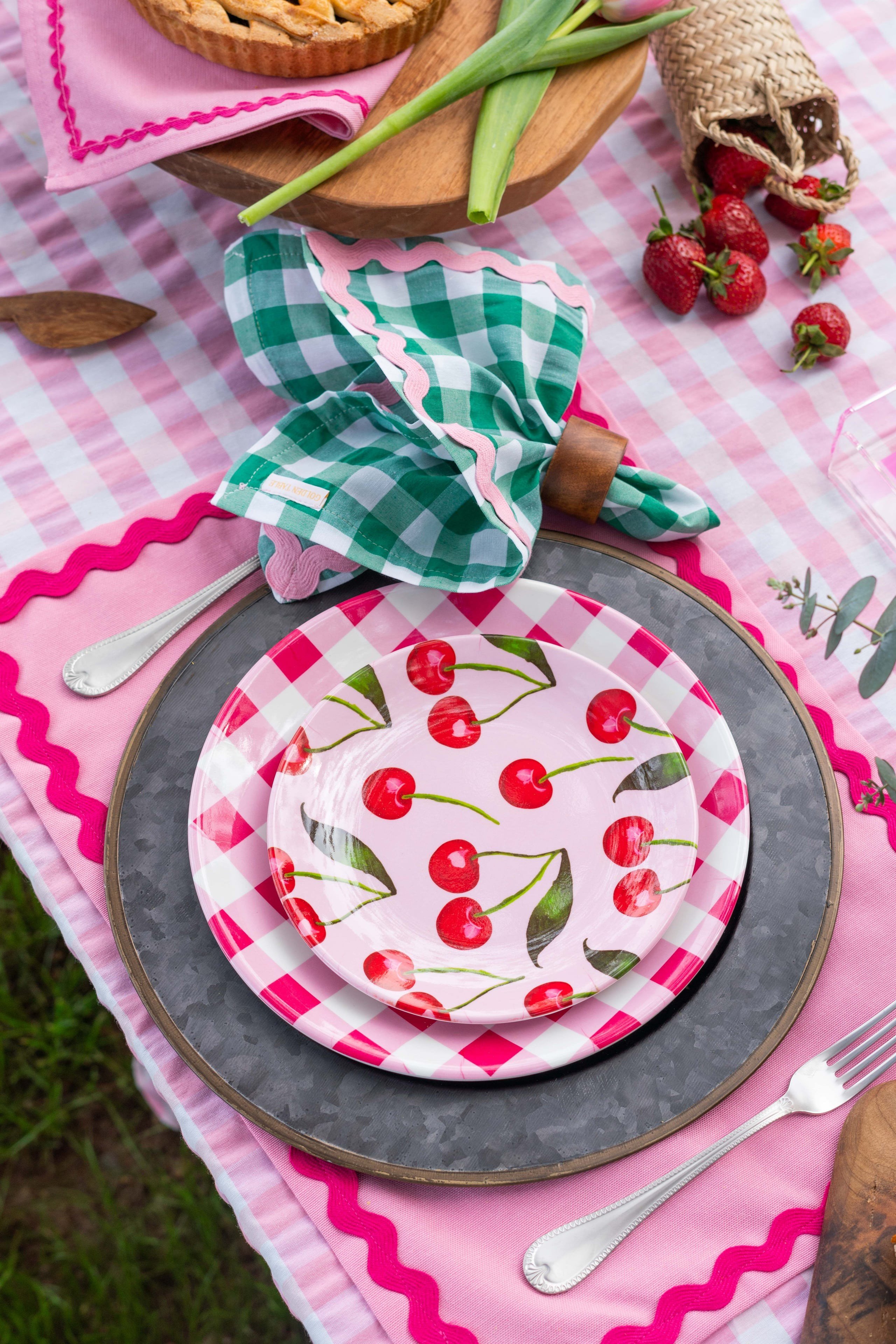 Sorbet Collection Sweet Cherry Melamin 4'lü Büyük Tabak Seti