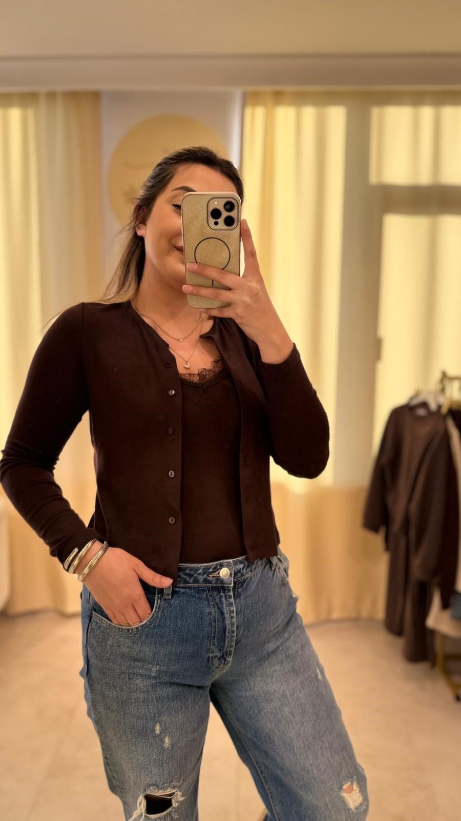 birleşik 2li bluz kahve