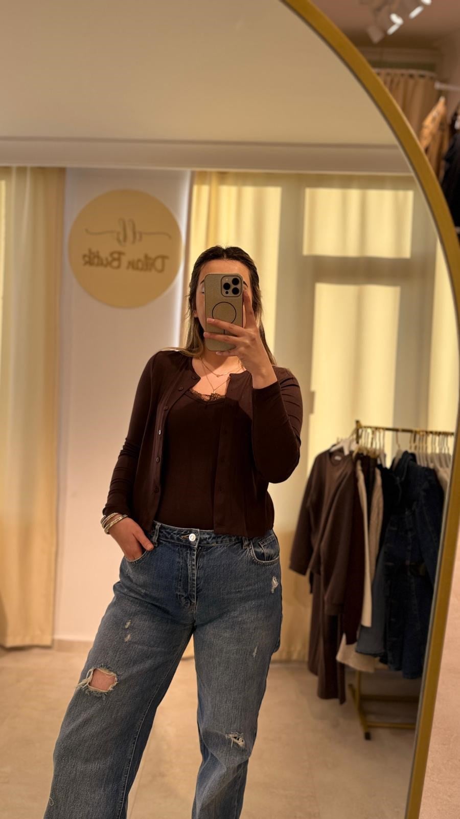 birleşik 2li bluz kahve
