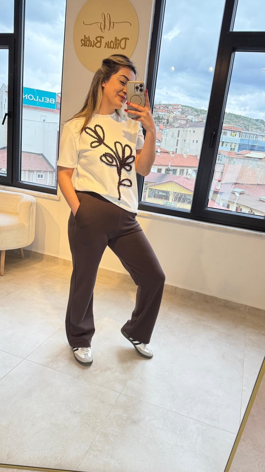 kabartma desen takım ekru kahve 