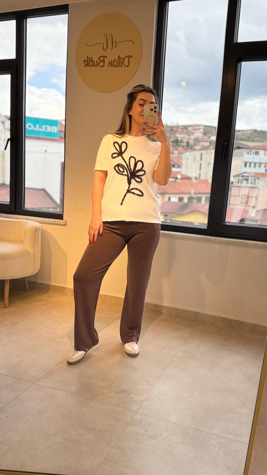kabartma desen takım ekru kahve 