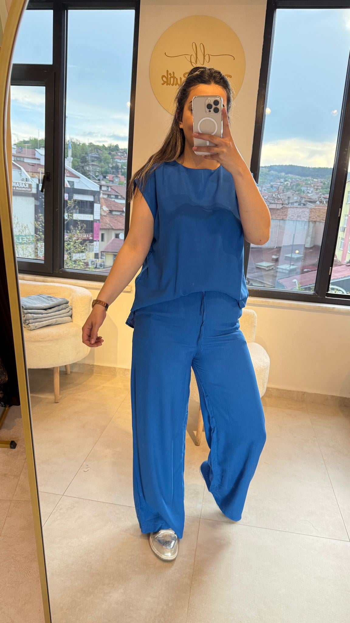 Tensel kumaş mavi takım