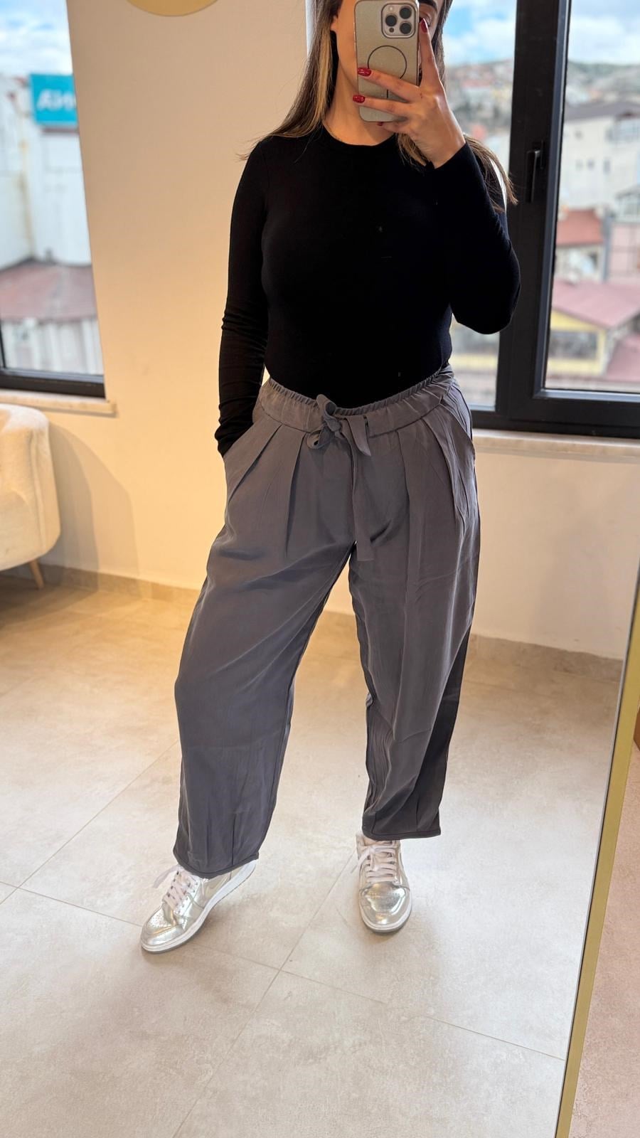 tensel kumaş şalvar pantalon