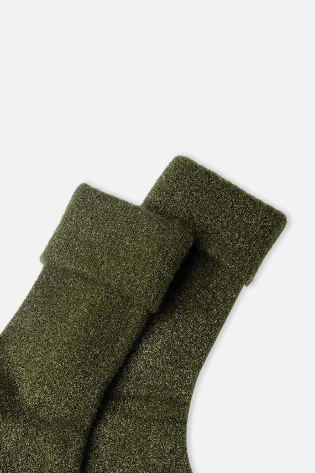 Aytuğ Kadın Soft Peluş Kışlık Tekli Soket Çorap Haki