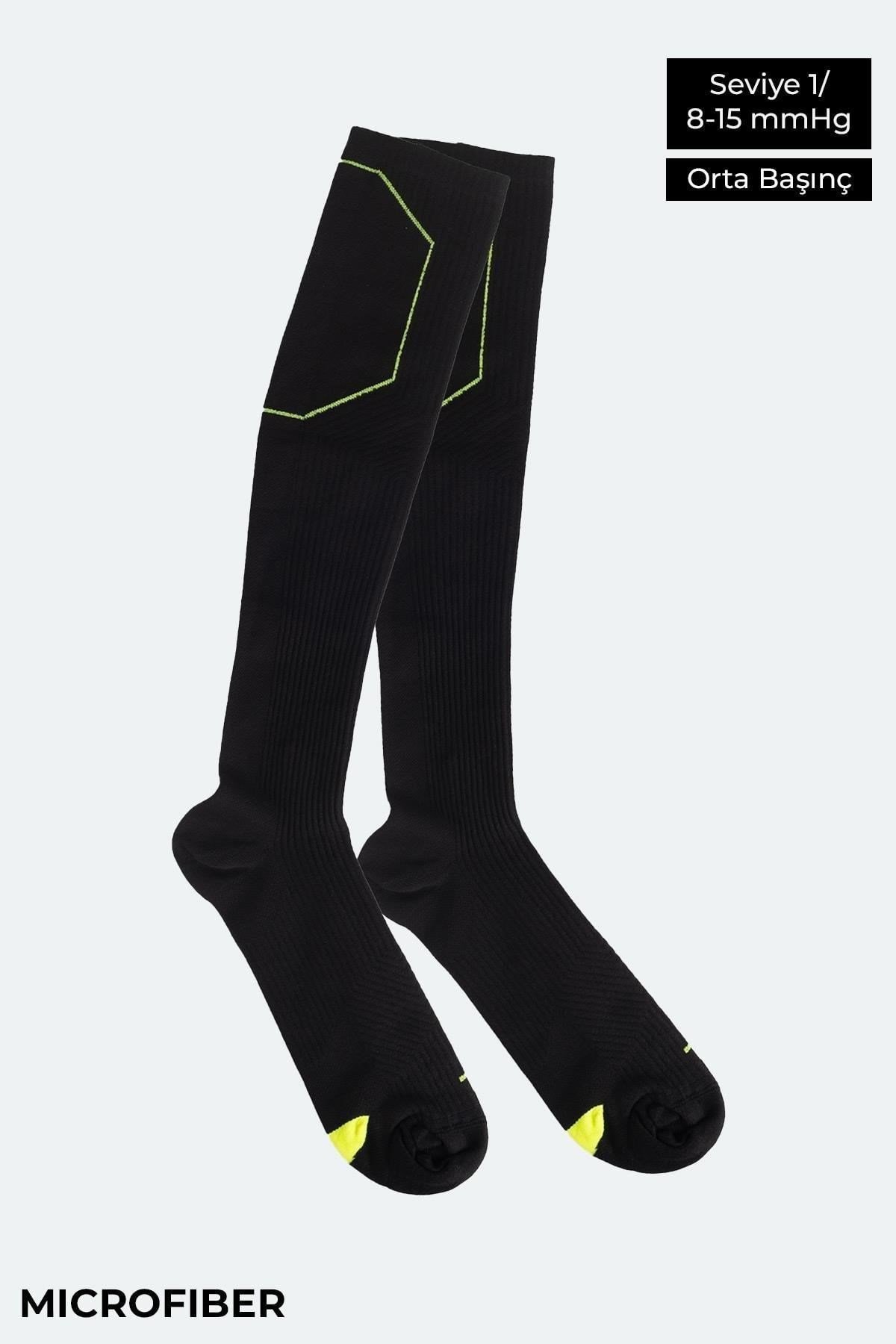 Aytuğ Unisex Sıkılaştırıcı Diz Üstü Koşu Ve Spor Çorabı Siyah