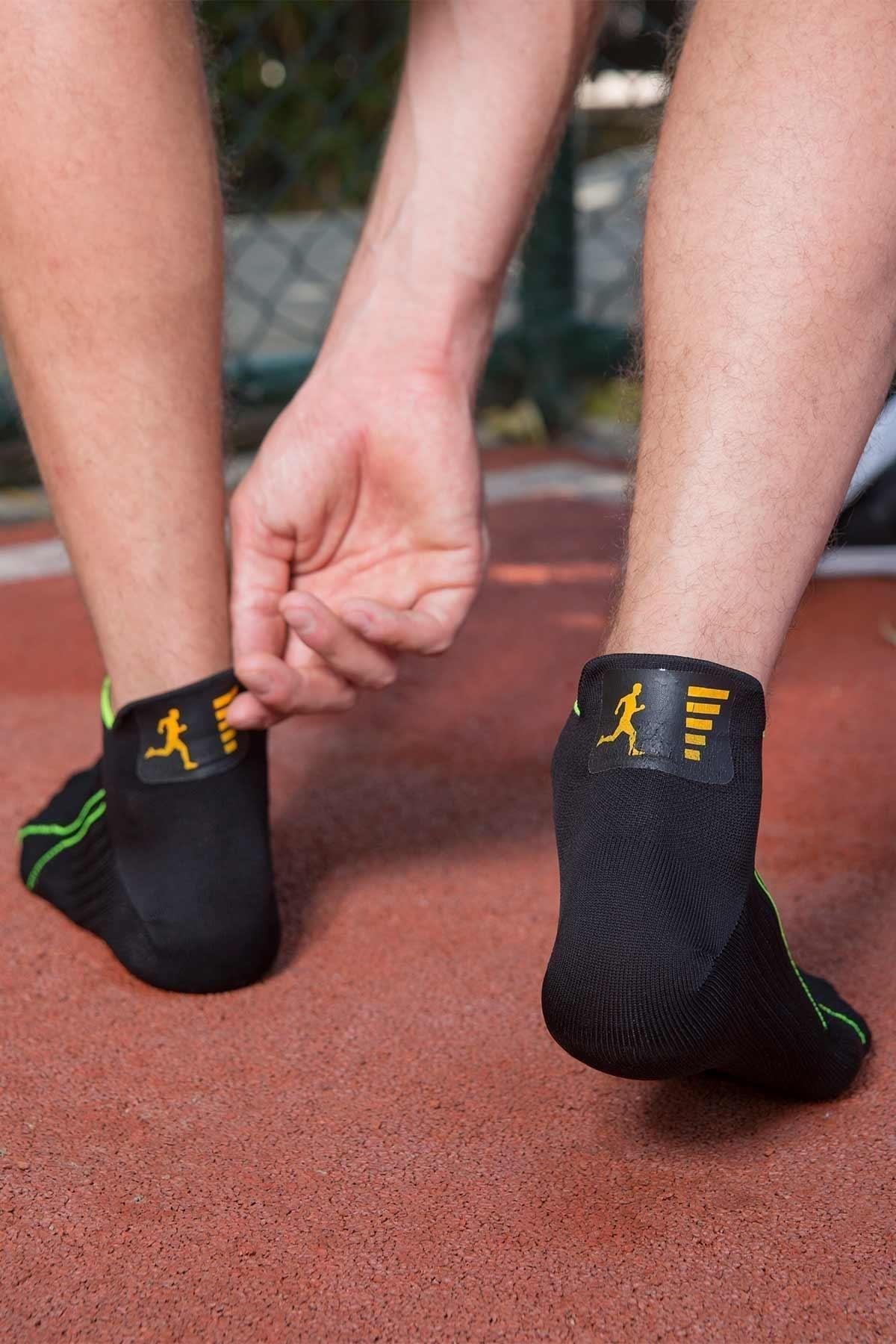 Aytuğ Unisex Sıkılaştırıcı Koşu Ve Spor Patik Çorap Siyah Siyah