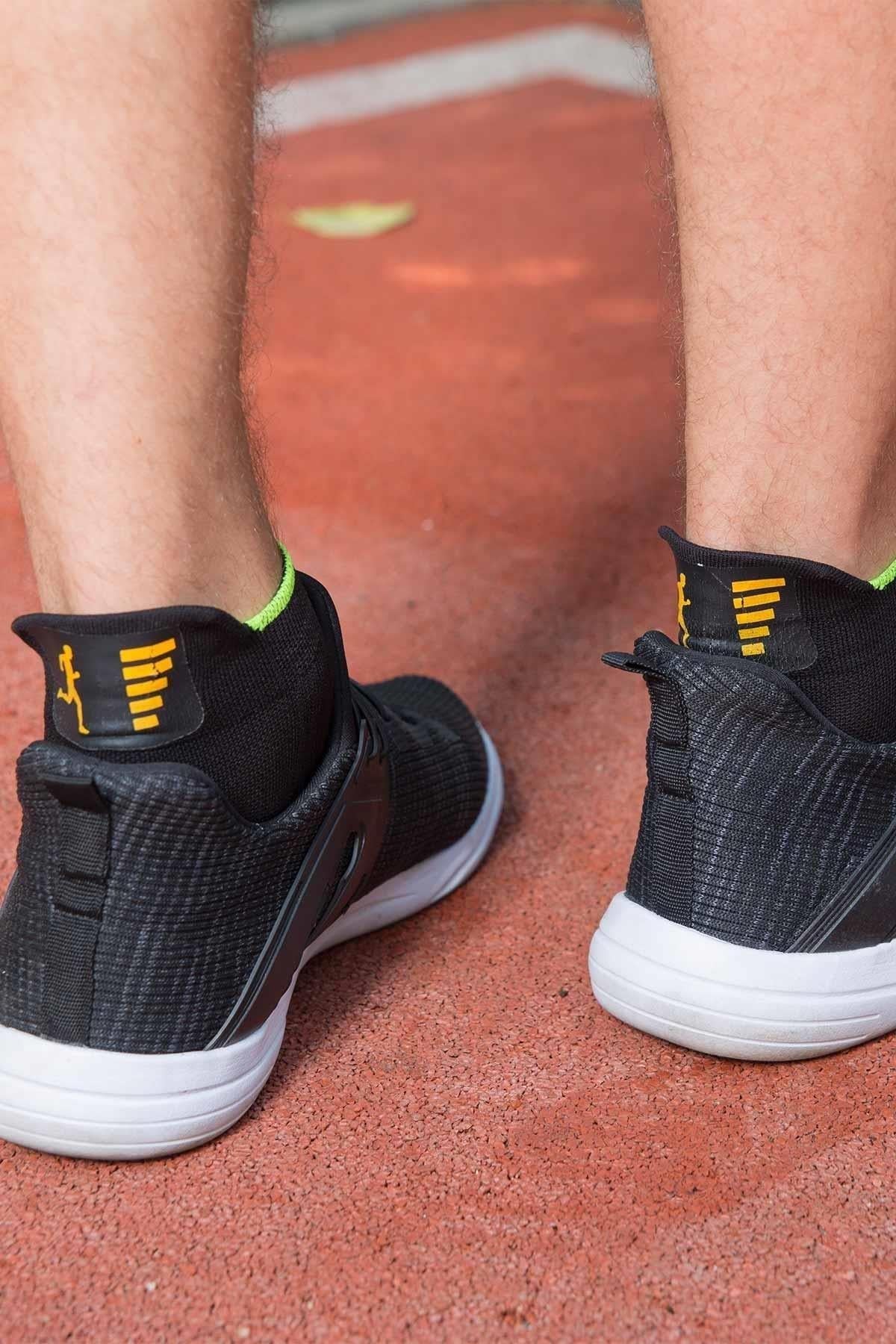 Aytuğ Unisex Sıkılaştırıcı Koşu Ve Spor Patik Çorap Siyah Siyah
