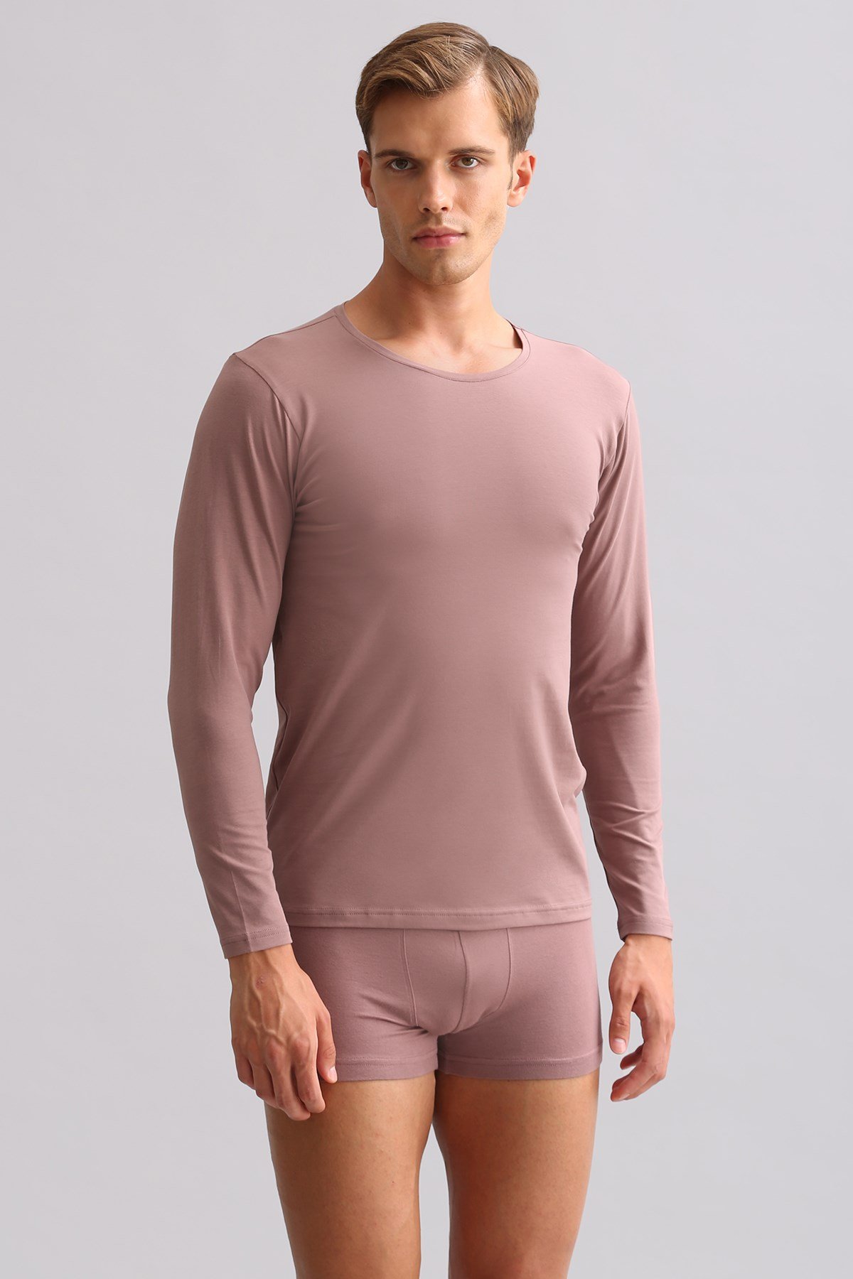 BAMBU HERCULES Slim Fit Bisiklet Yaka Uzun Kollu Erkek Fanila Lavender