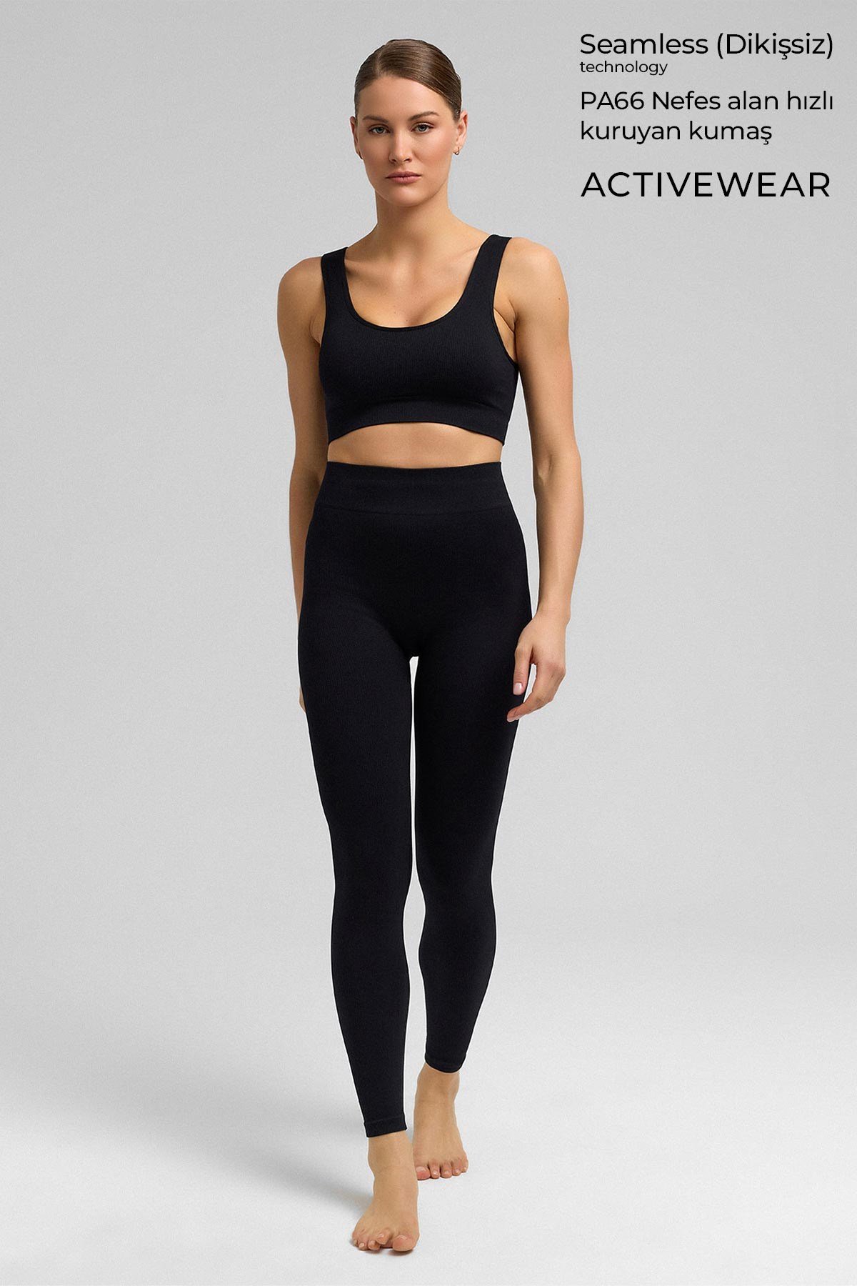 Kadın Activewear Alda Seamless Crop Siyah