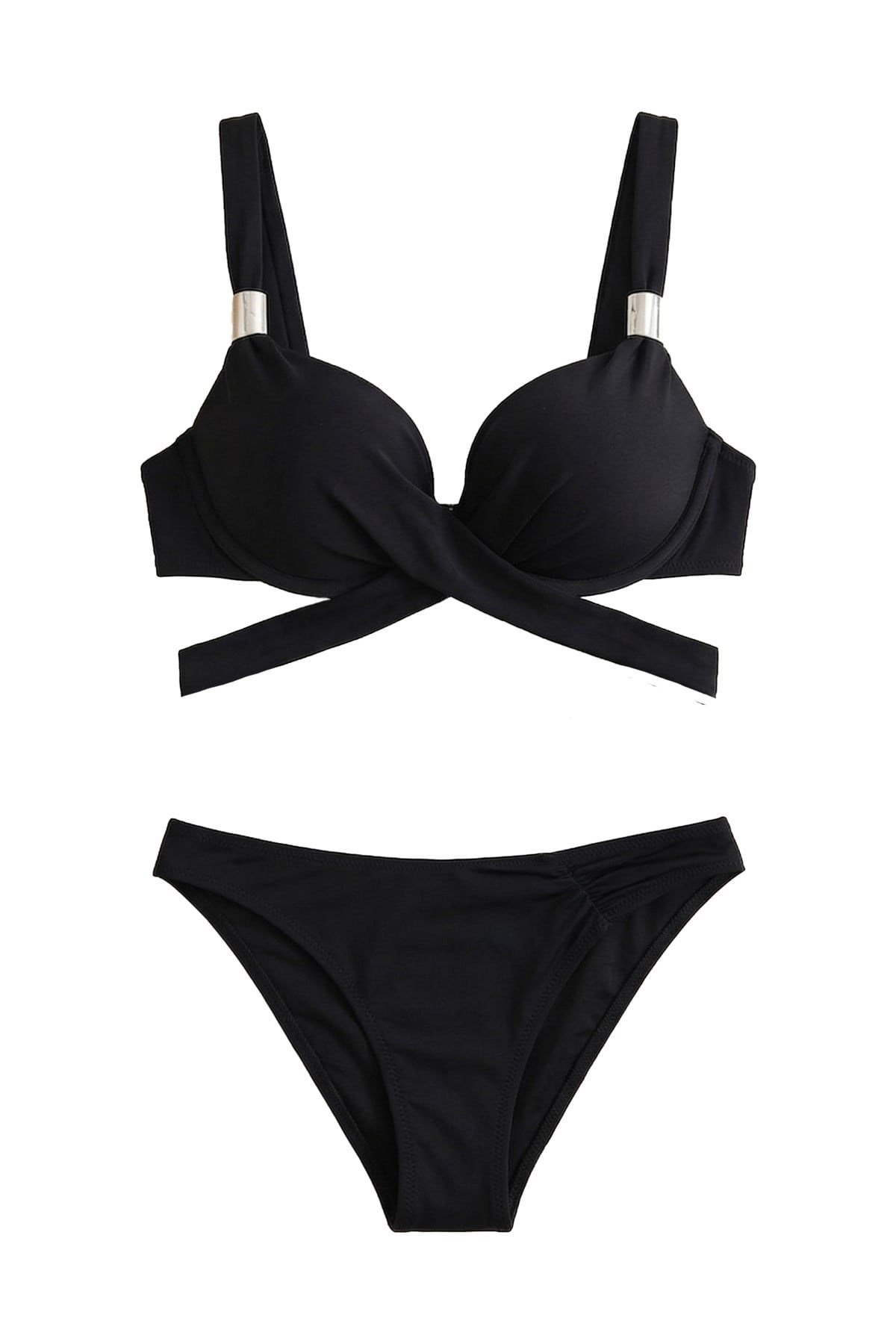 Mısırlı Aksesuarlı Double Dolgulu Bikini Takım Siyah