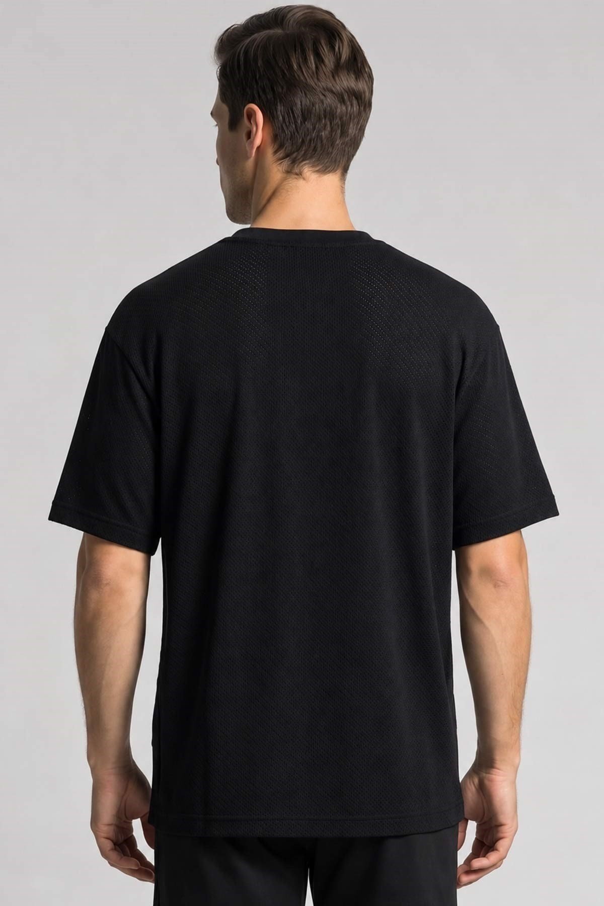 Mısırlı Erkek Bisiklet Yaka T-Shirt Siyah