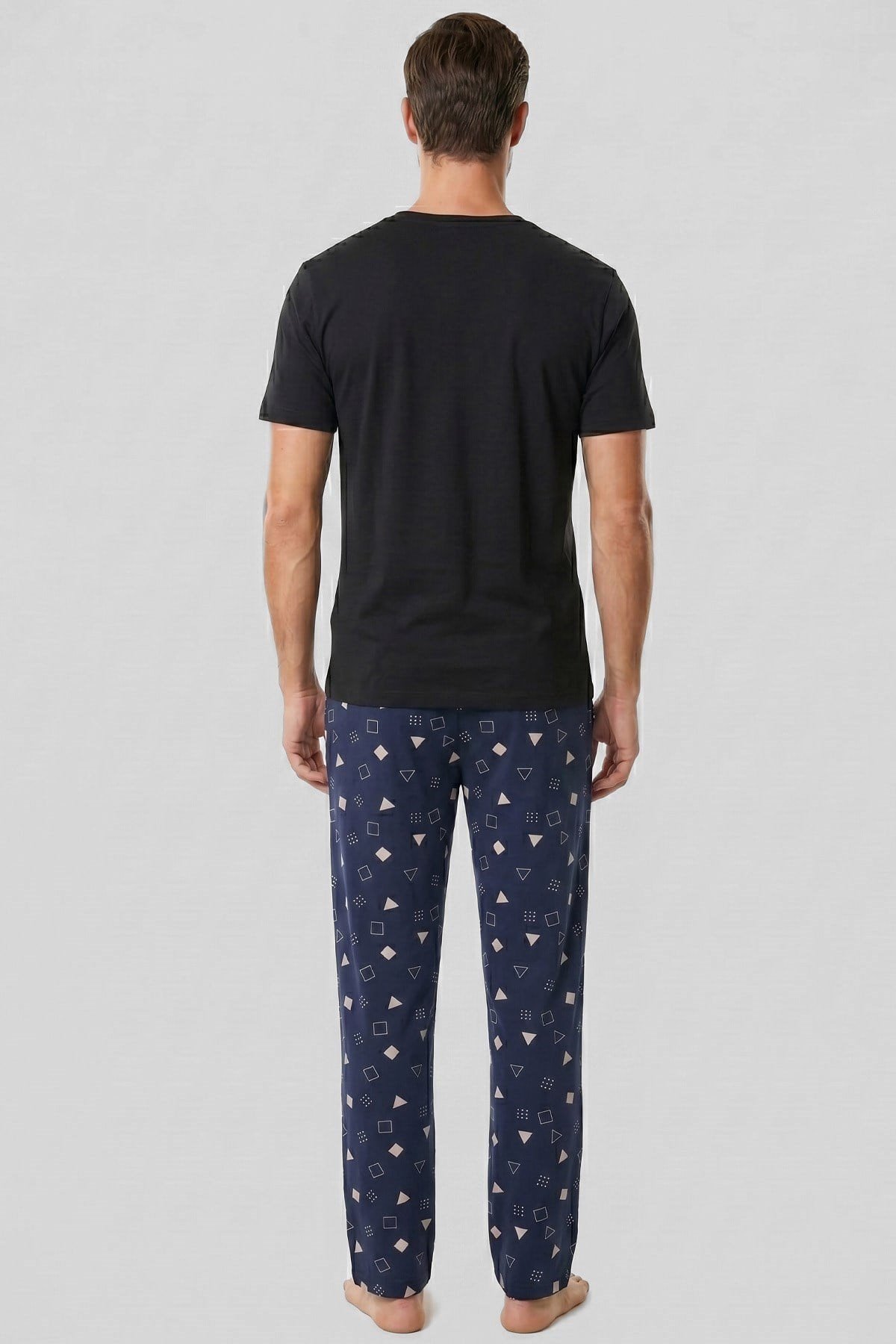 Mısırlı Erkek Geometrik Desen Alt Pijama Lacivert