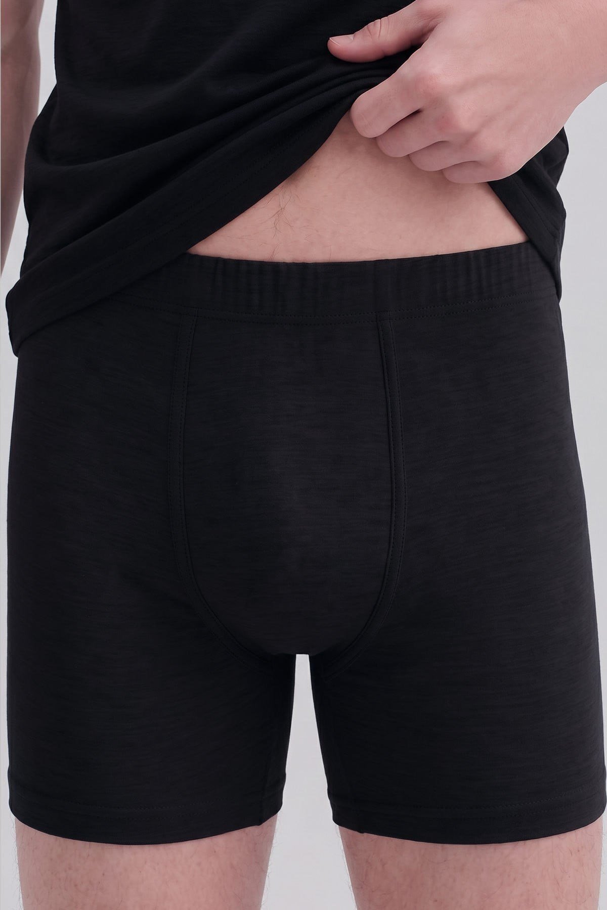 Mısırlı Erkek Gümüş Uzun Boxer Siyah