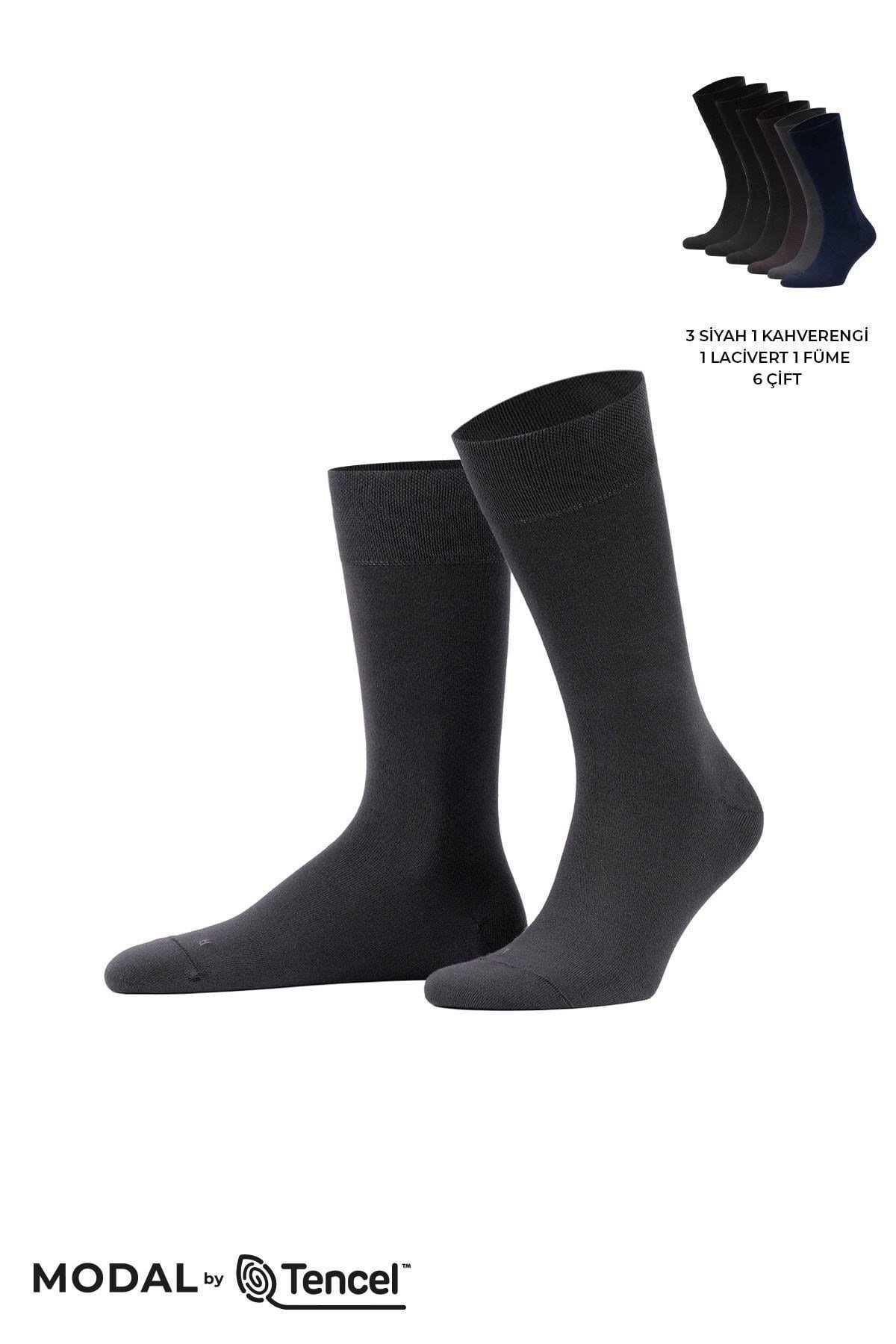 Mısırlı Erkek Modal Ergonomik Kutulu 6 Çift Soket Çorap Çok Renkli